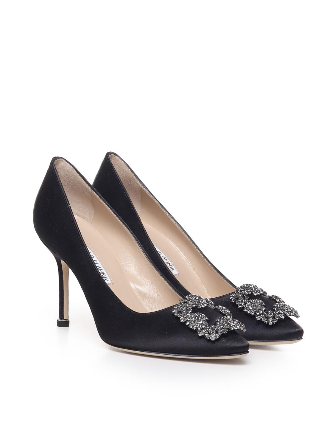 Décolleté con fibbia gioiello in raso 90mm HANGISI_FMC 9XX-0663-00400015 MANOLO BLAHNIK