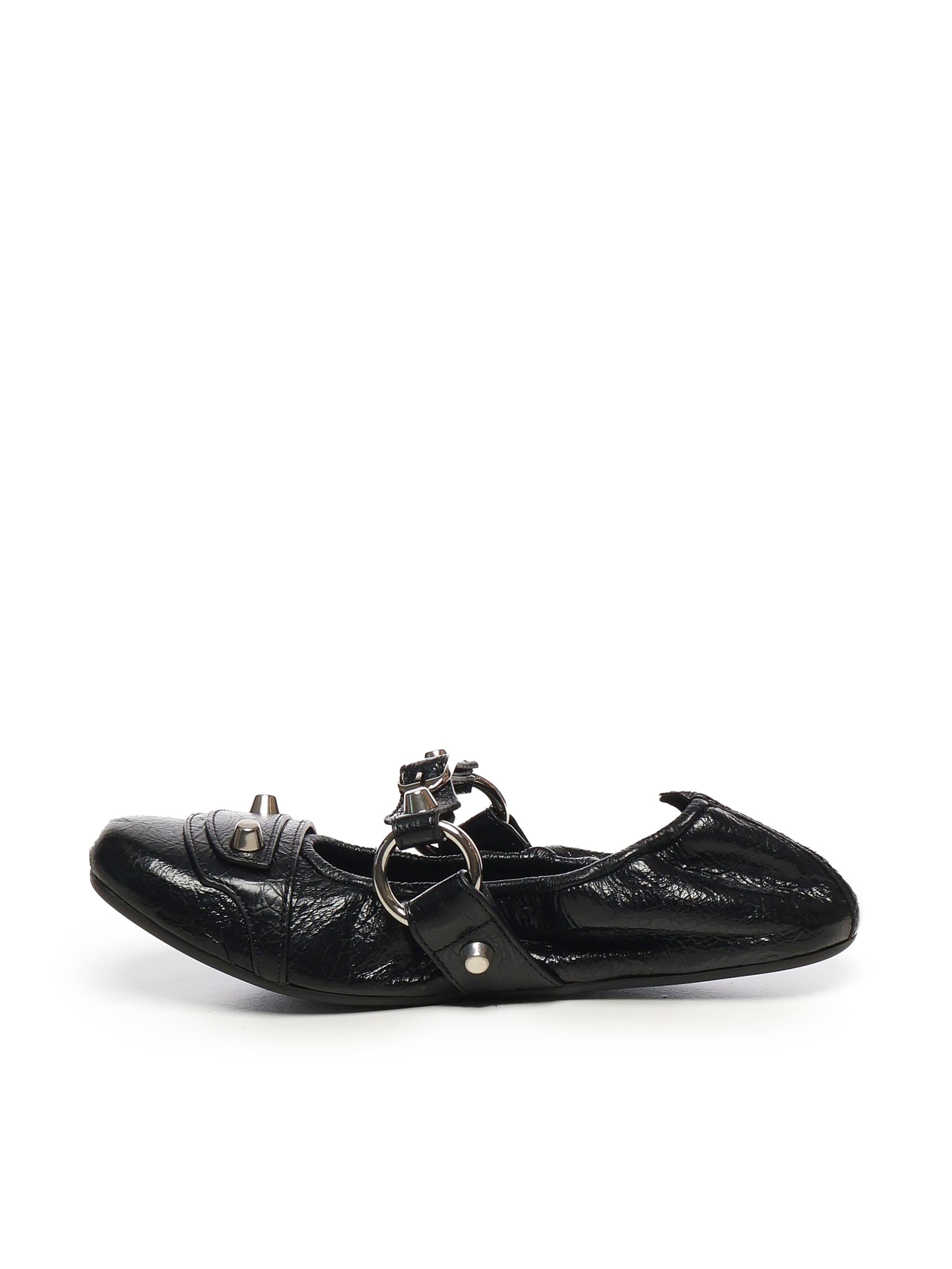 BALLERINA IN PELLE CON BORCHIE 828095 WAD4Y1080 BALENCIAGA