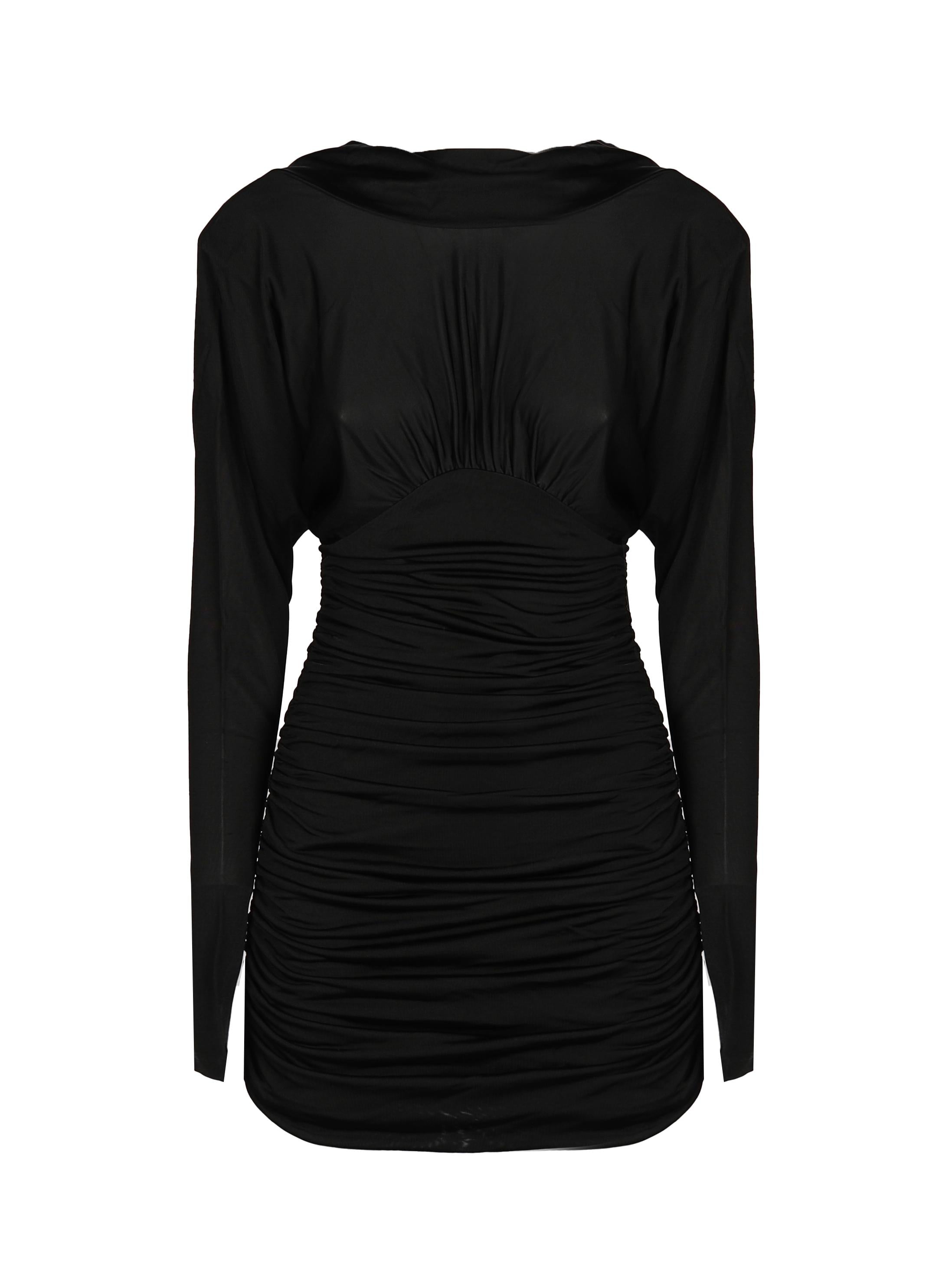 Abito con collo a cappuccio in jersey lucido 701047 Y36UU1000 SAINT LAURENT