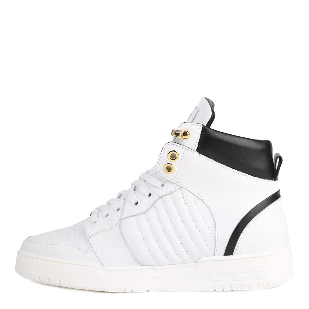 SNEAKERS 1990 BIANCHE E NERE IN PELLE <BR/> 1990 LEATHERWHITE/BLACK GIULIANO GALIANO
