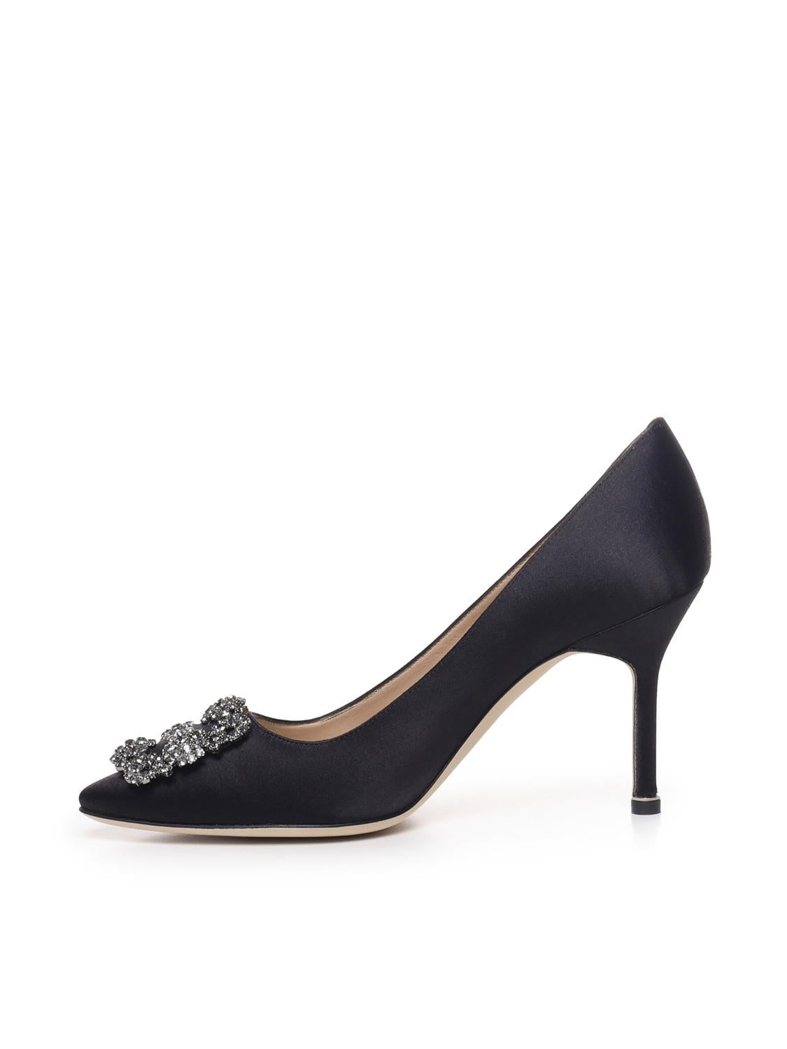 Décolleté con fibbia gioiello in raso 90mm HANGISI_FMC 9XX-0663-00400015 MANOLO BLAHNIK