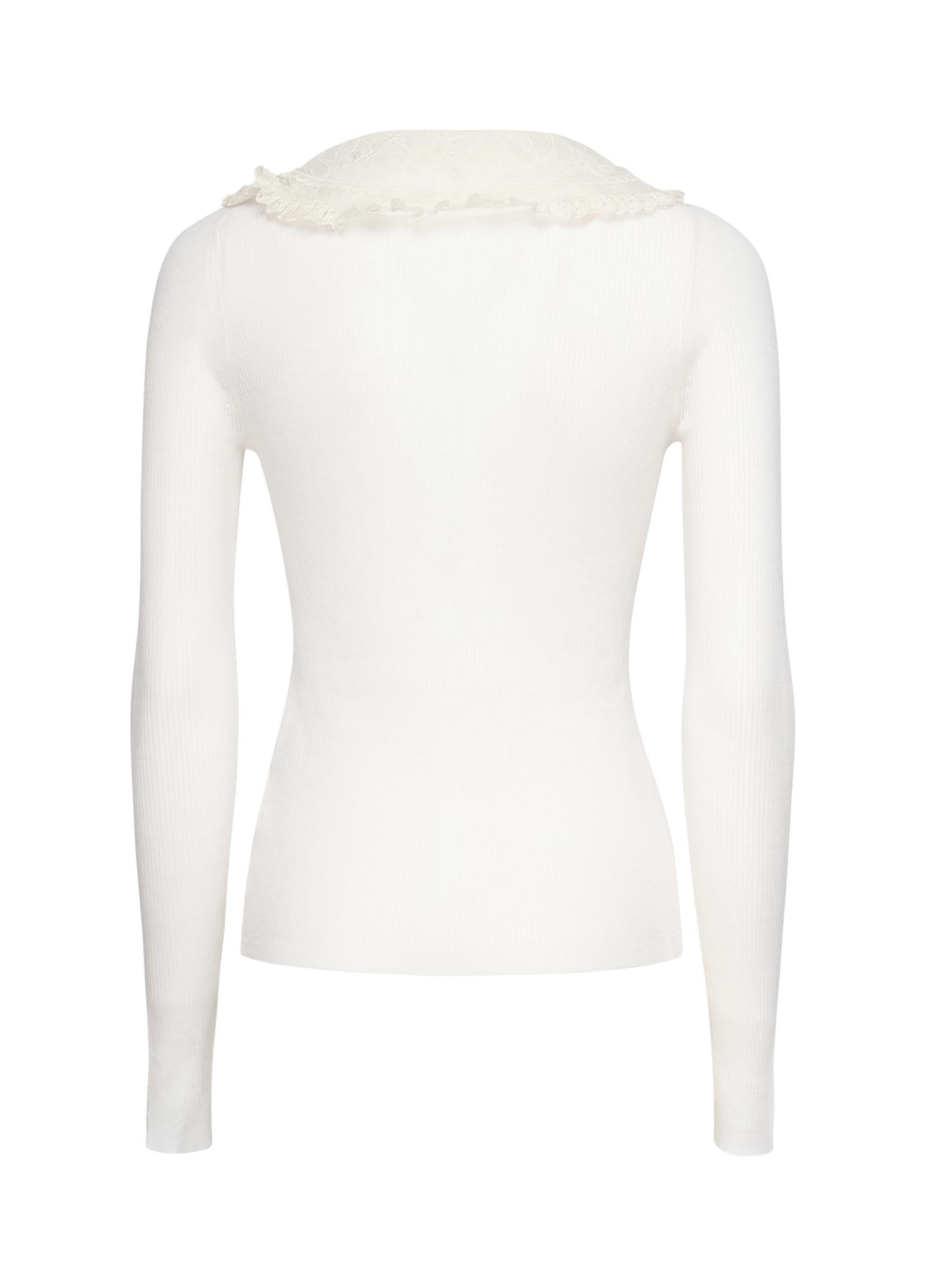 Polo in lana a coste con pizzo CHC25AHT58667 107 CHLOÉ