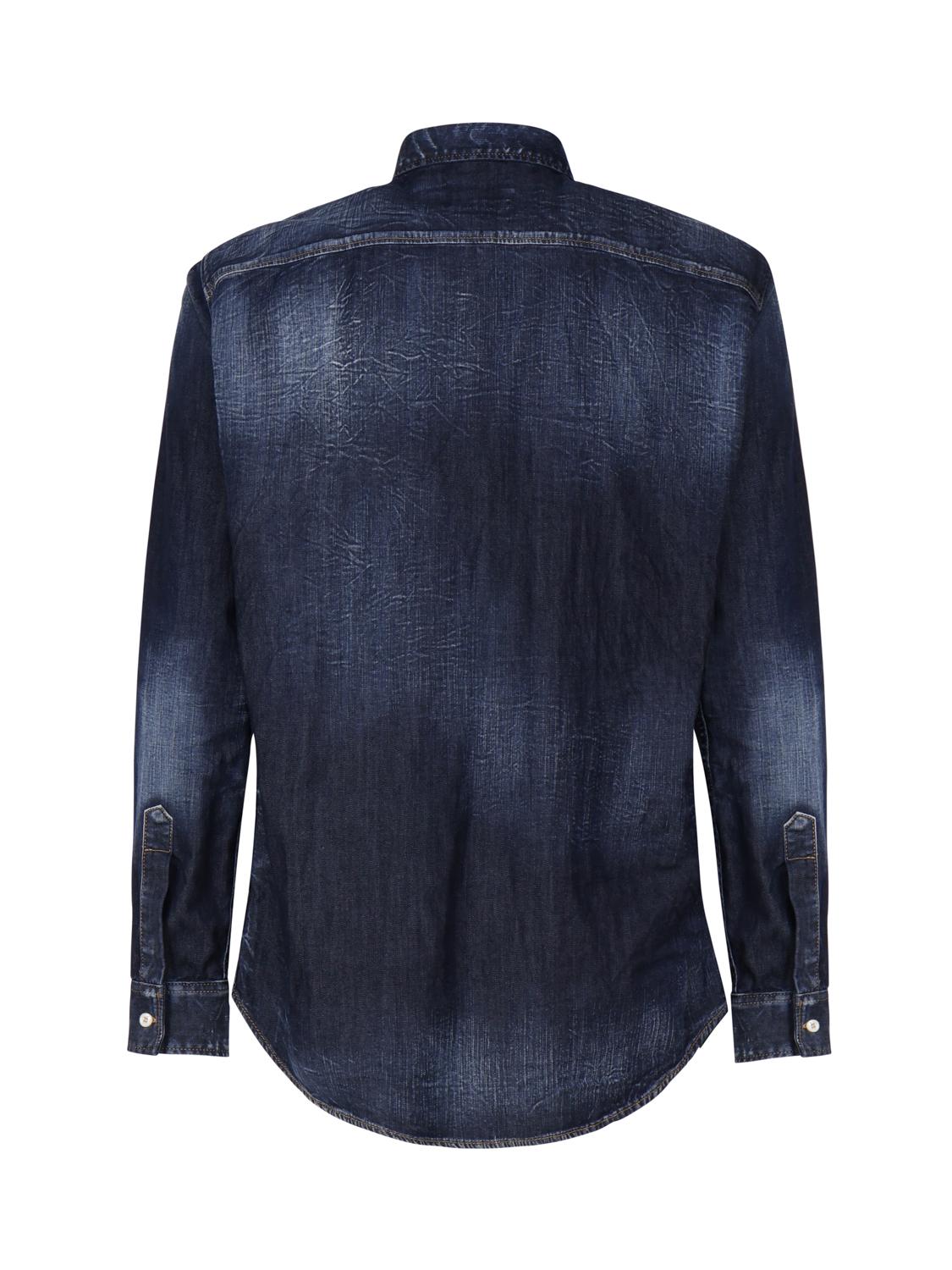 Camicia denim con placca logo S71DM0658 S30341470 DSQUARED2