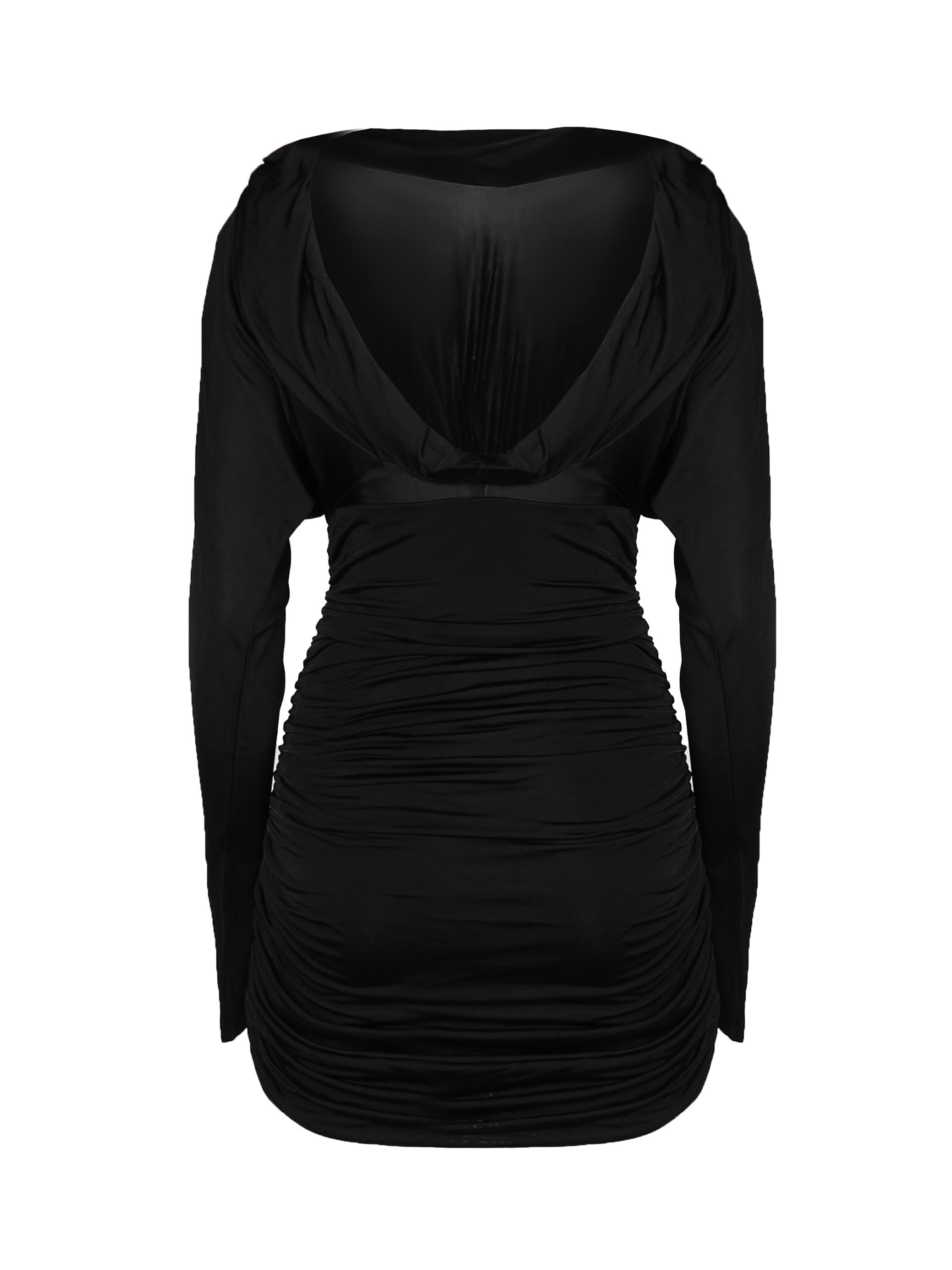 Abito con collo a cappuccio in jersey lucido 701047 Y36UU1000 SAINT LAURENT