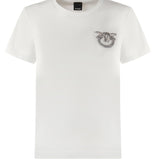 T-shirt con ricamo logo Love Birds in cristalli<BR/> 103320 A2RNZ05 PINKO