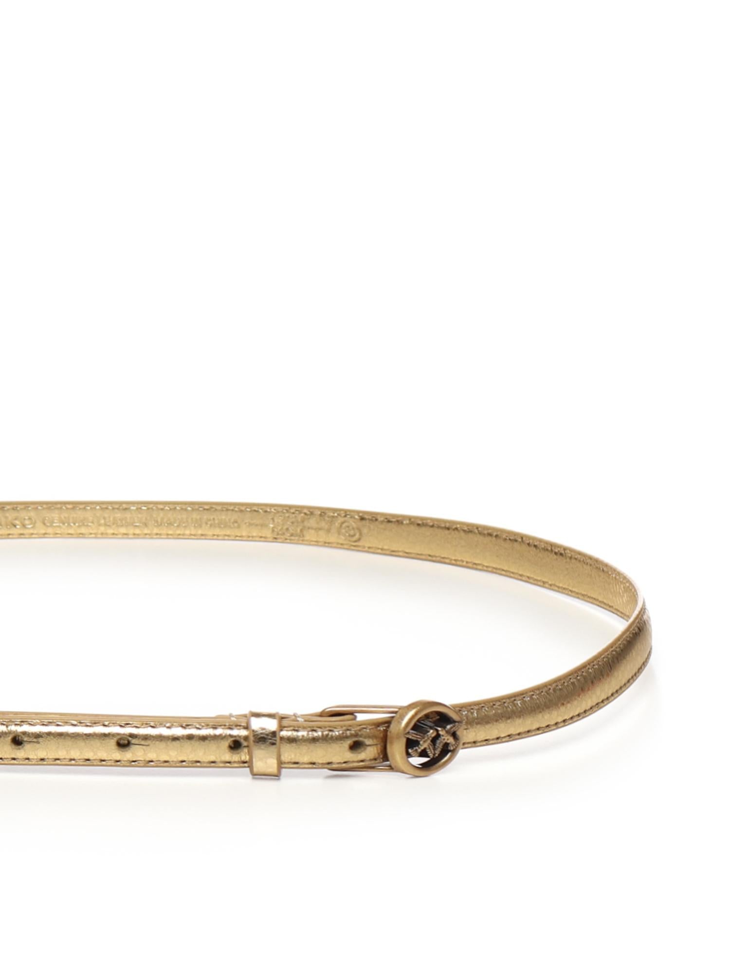 Cintura sottile in pelle bottalata laminata 105481 A2WDZZLQ PINKO