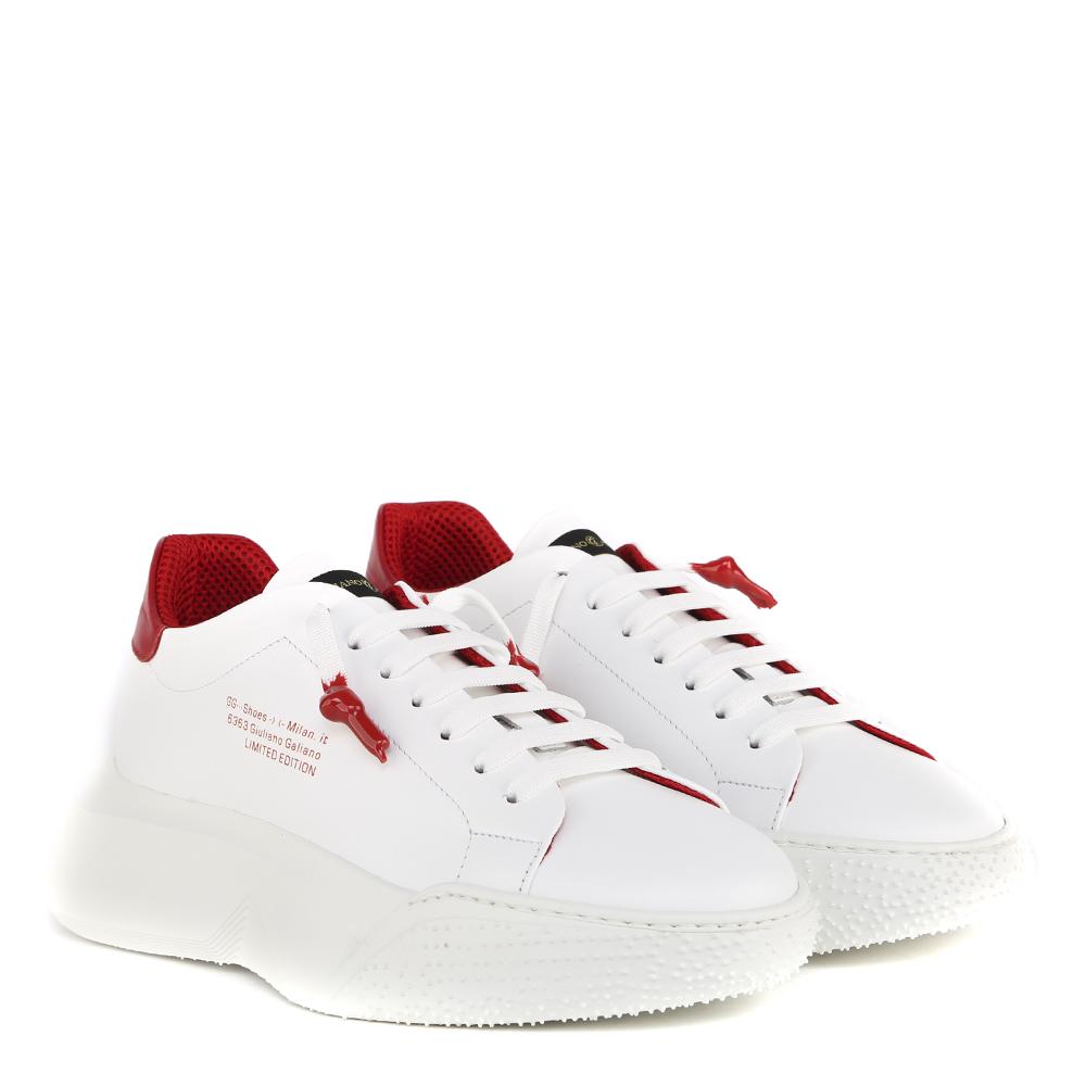 Sneakers nemesis in pelle con talloncino a contrasto<BR/> NEMESIS 2 NAPPA/CROCKWHITE/RED GIULIANO GALIANO