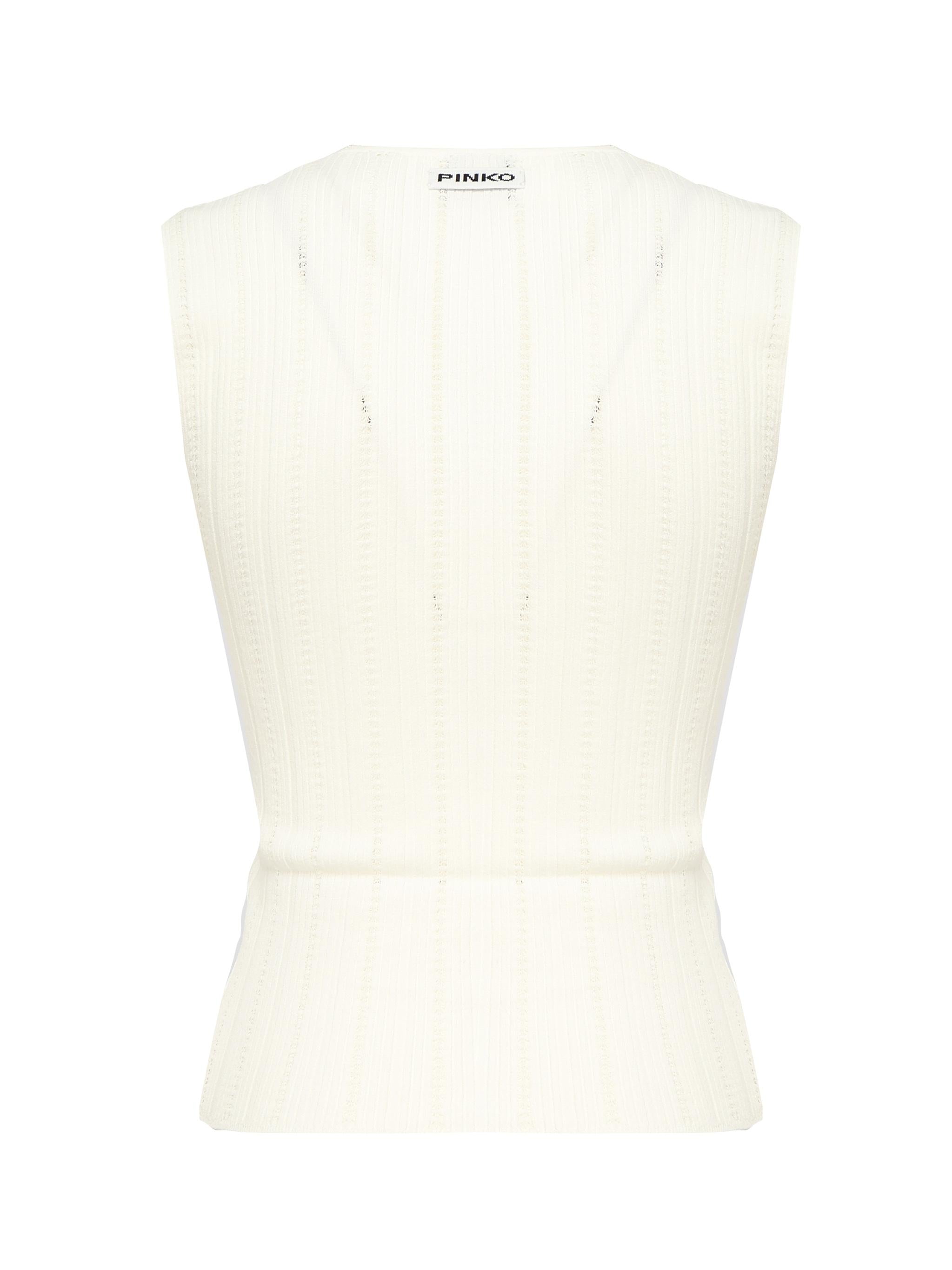 Top smanicato seta e cachemire a costine 104741 A2FRZ09 PINKO