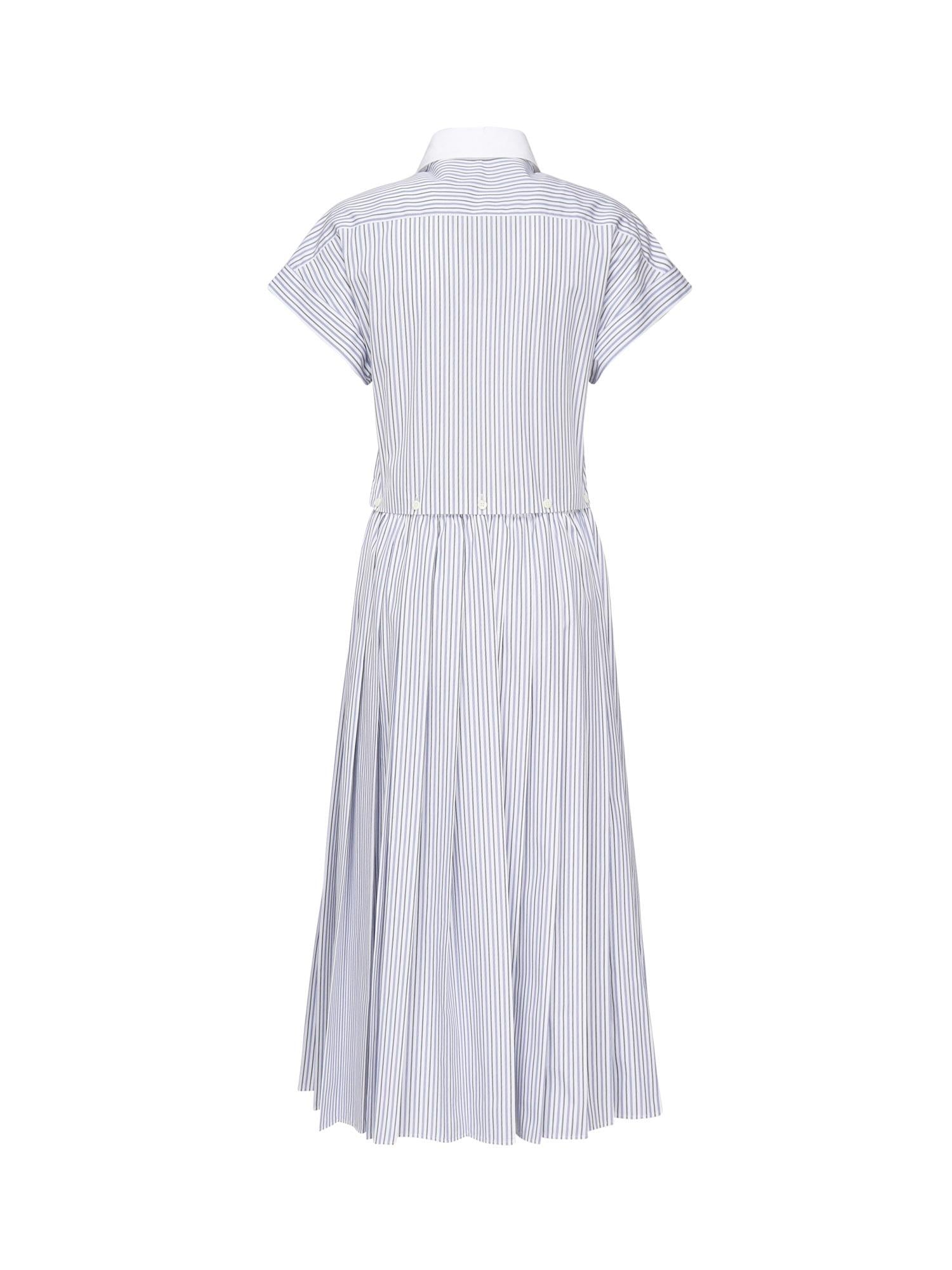 Abito plissé in popeline a righe MF5989 174TF0W3B MIU MIU