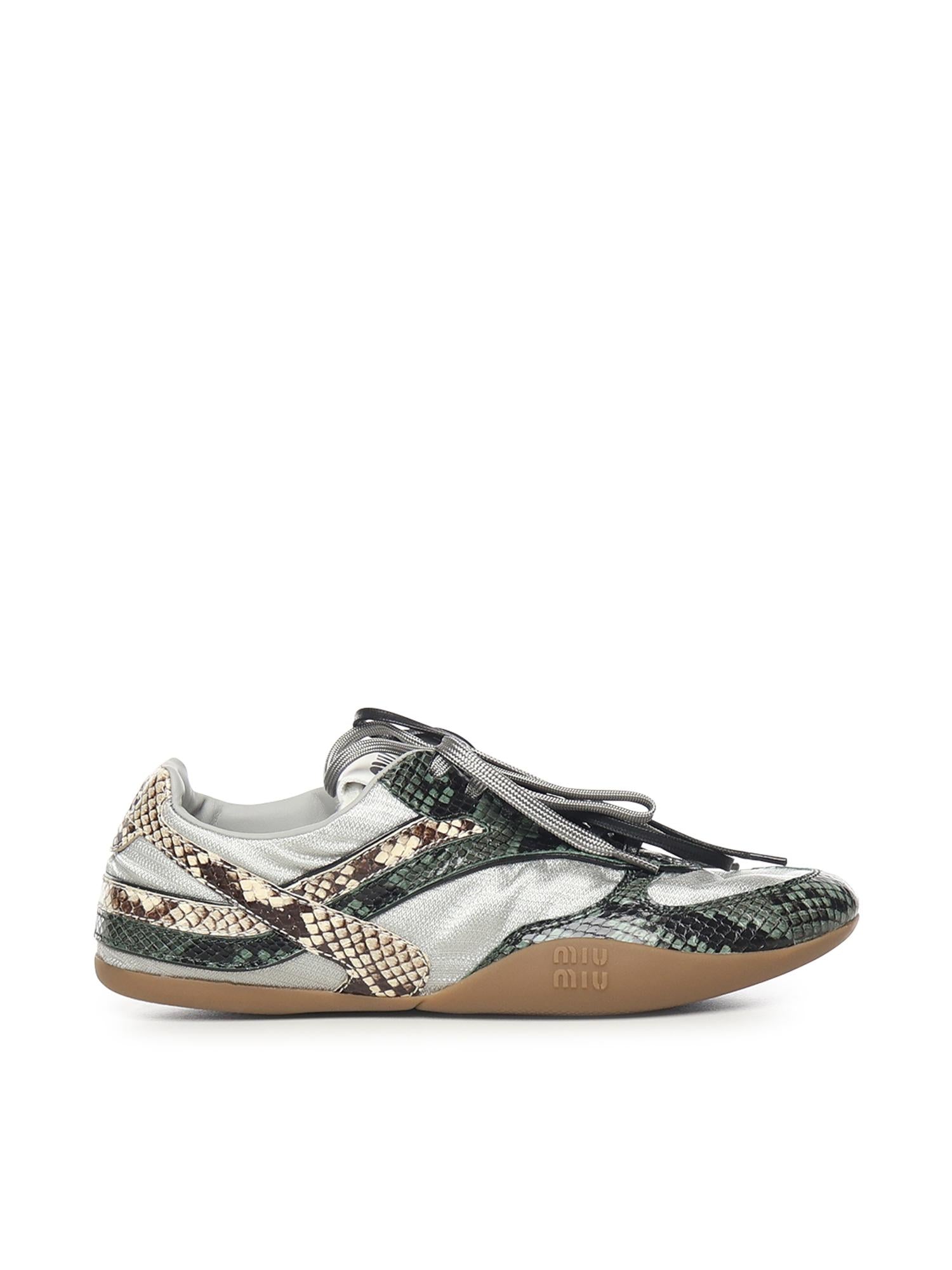 Sneakers Gymnasium in tessuto tecnico e Ayers stampa pitone 5E428E 3ZL4F04UJ MIU MIU