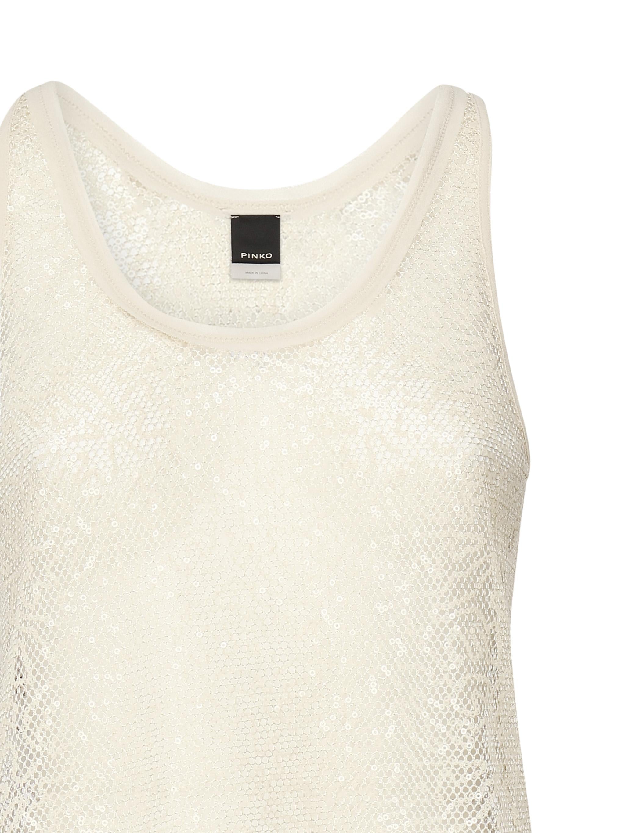 Canotta a rete con paillettes 104710 A2EXC03 PINKO