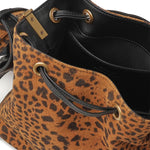 Borsa secchiello a tracolla piccola in suede leopardato 104303 A32AM35Q PINKO