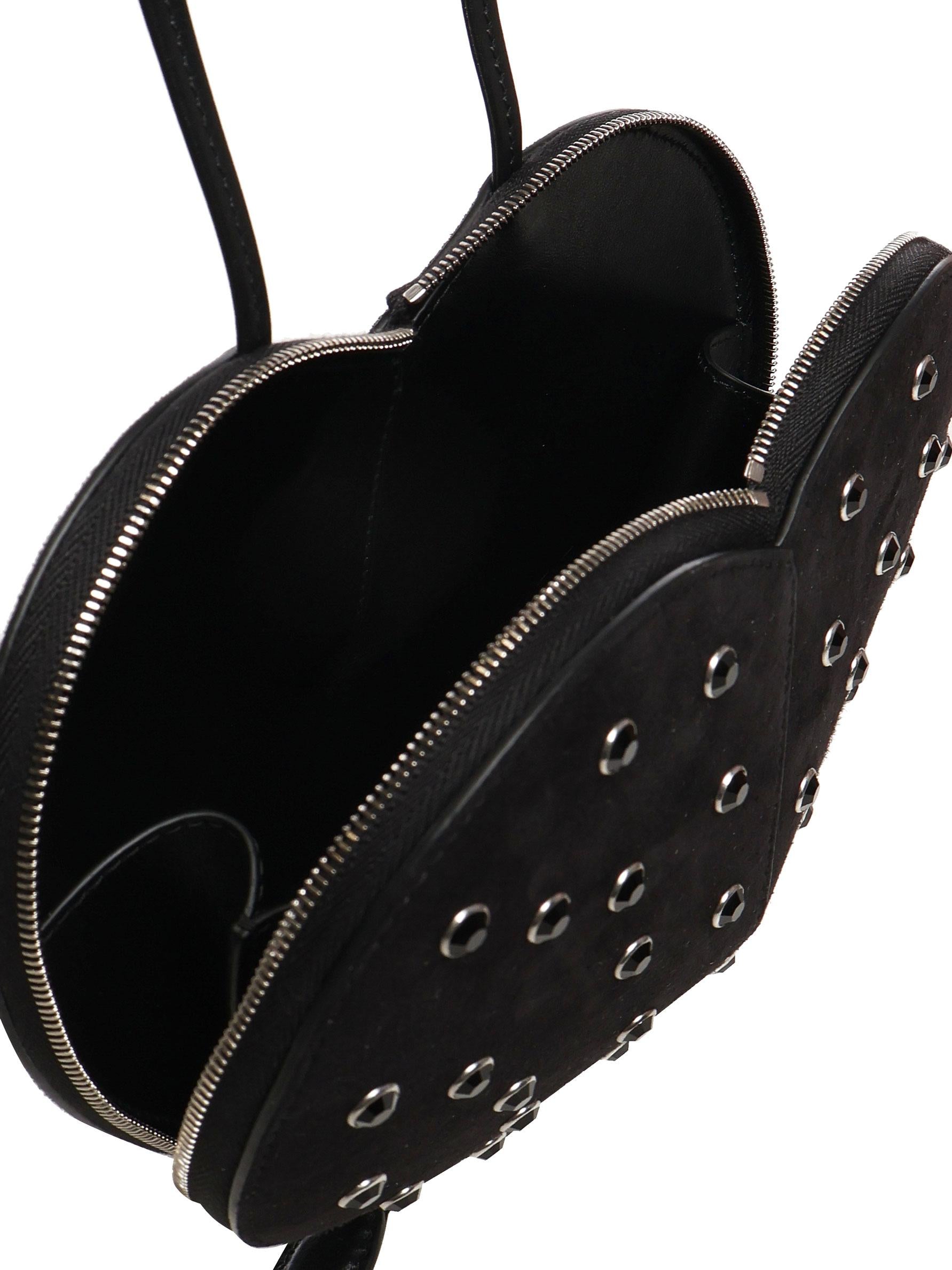 Borsa Le Cœur in pelle di capra scamosciata con strass AA1P003CA286 999 ALAIA