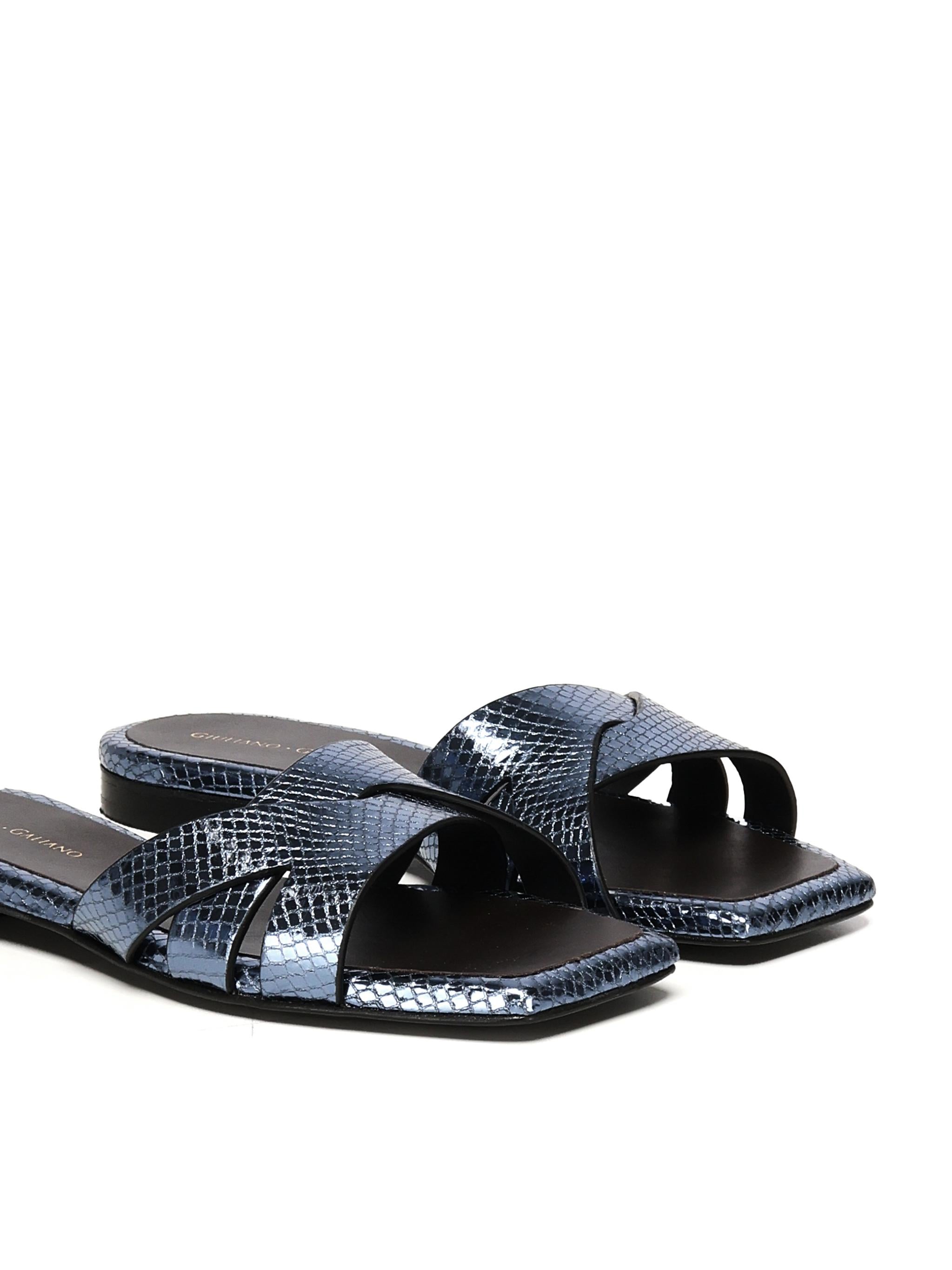 Sandali piatti Miryam<BR/> MIRYAM RETTILE JEANS GIULIANO GALIANO