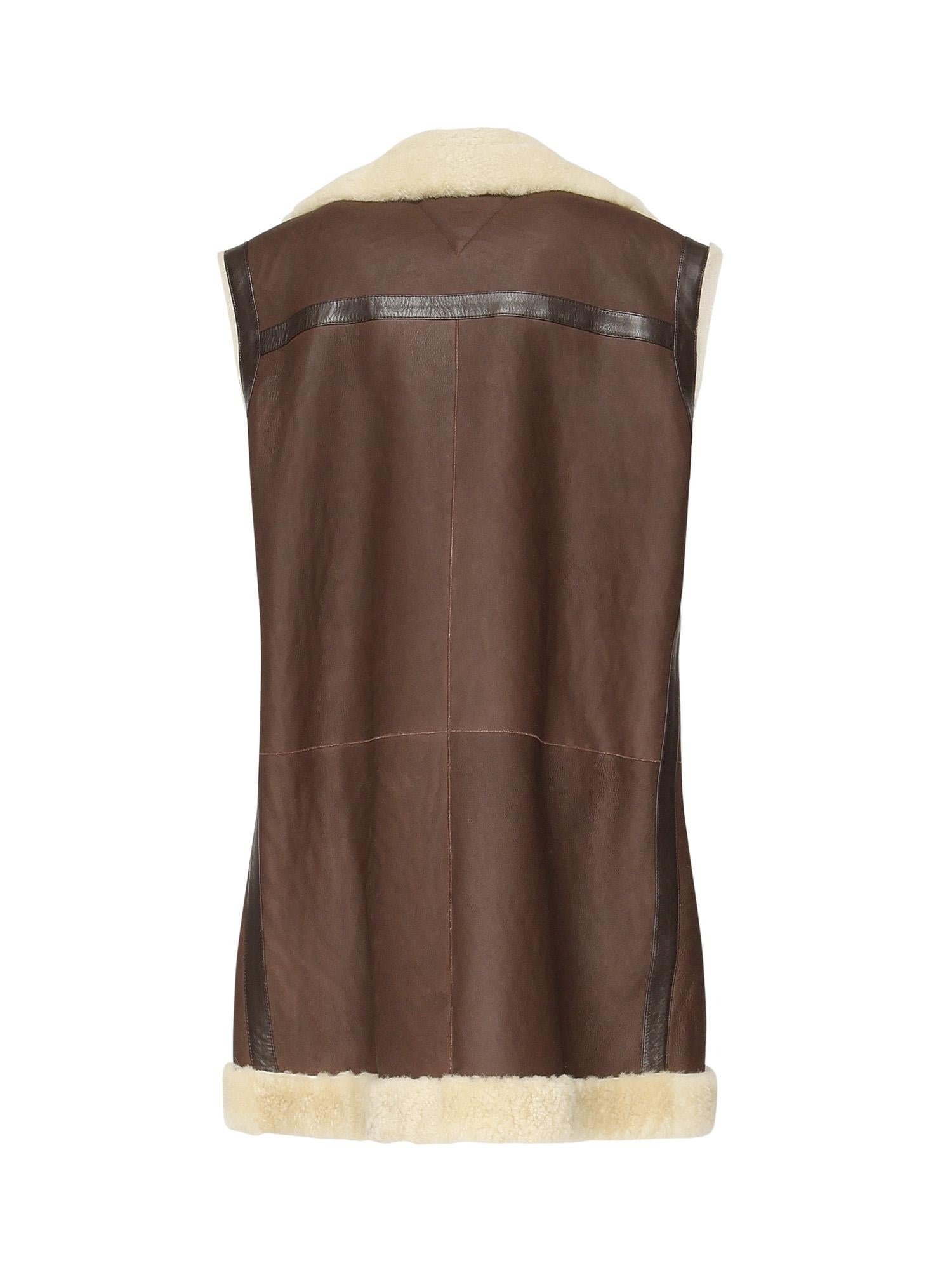 Gilet lungo in pelle e montone<BR/> 832381 V5VK08979 BOTTEGA VENETA