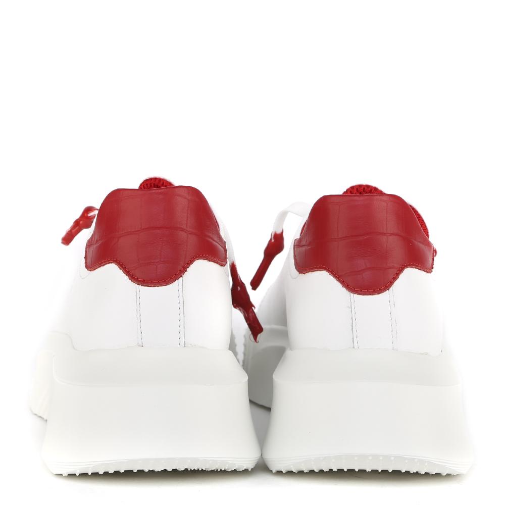 Sneakers nemesis in pelle con talloncino a contrasto<BR/> NEMESIS 2 NAPPA/CROCKWHITE/RED GIULIANO GALIANO
