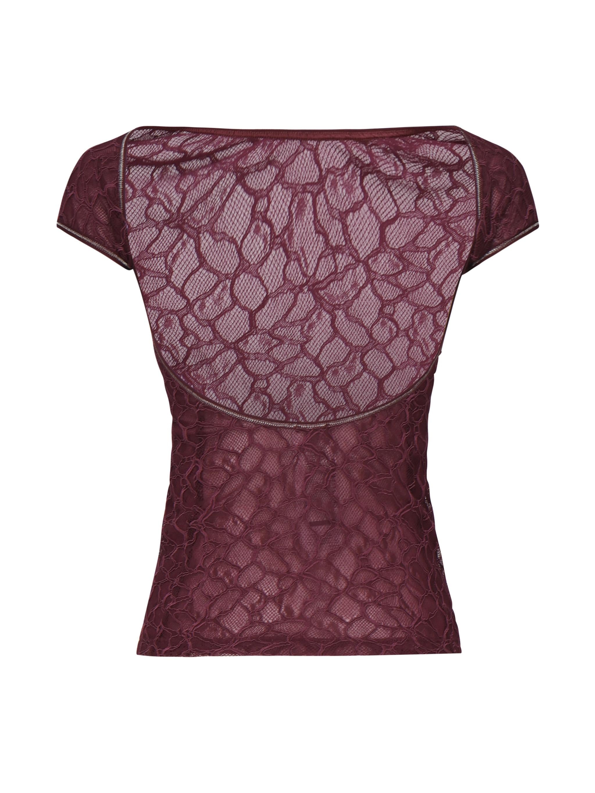 Maglia aderente in pizzo 105228 A2M5R62 PINKO