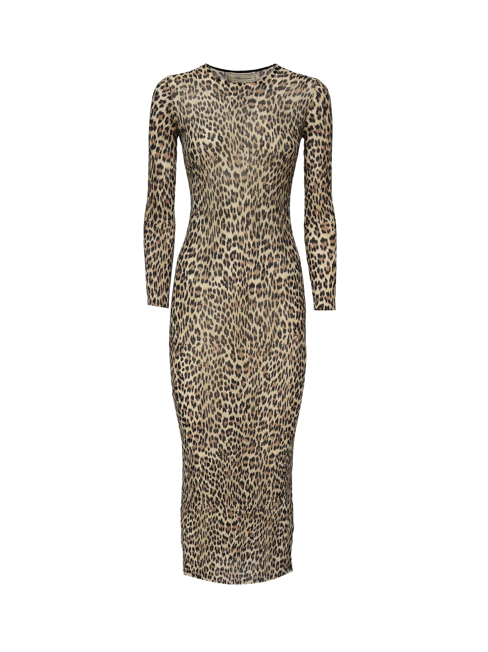 Abito midi con stampa leopard 2A582A M8159 BLUMARINE