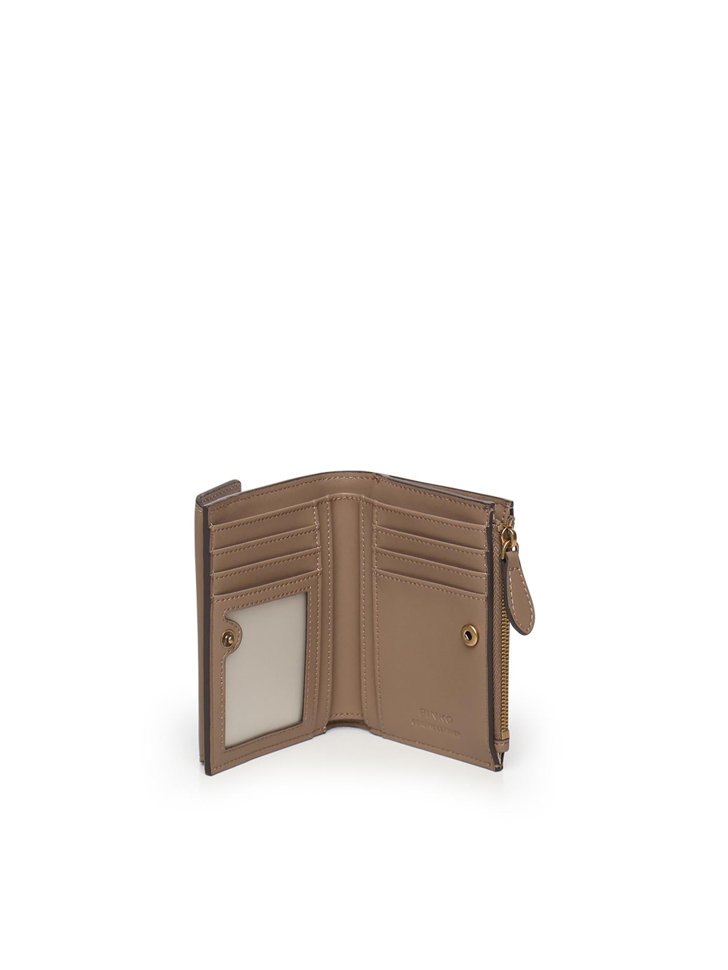 Portafoglio compatto in pelle con logo 103612 A0F1D01Q PINKO