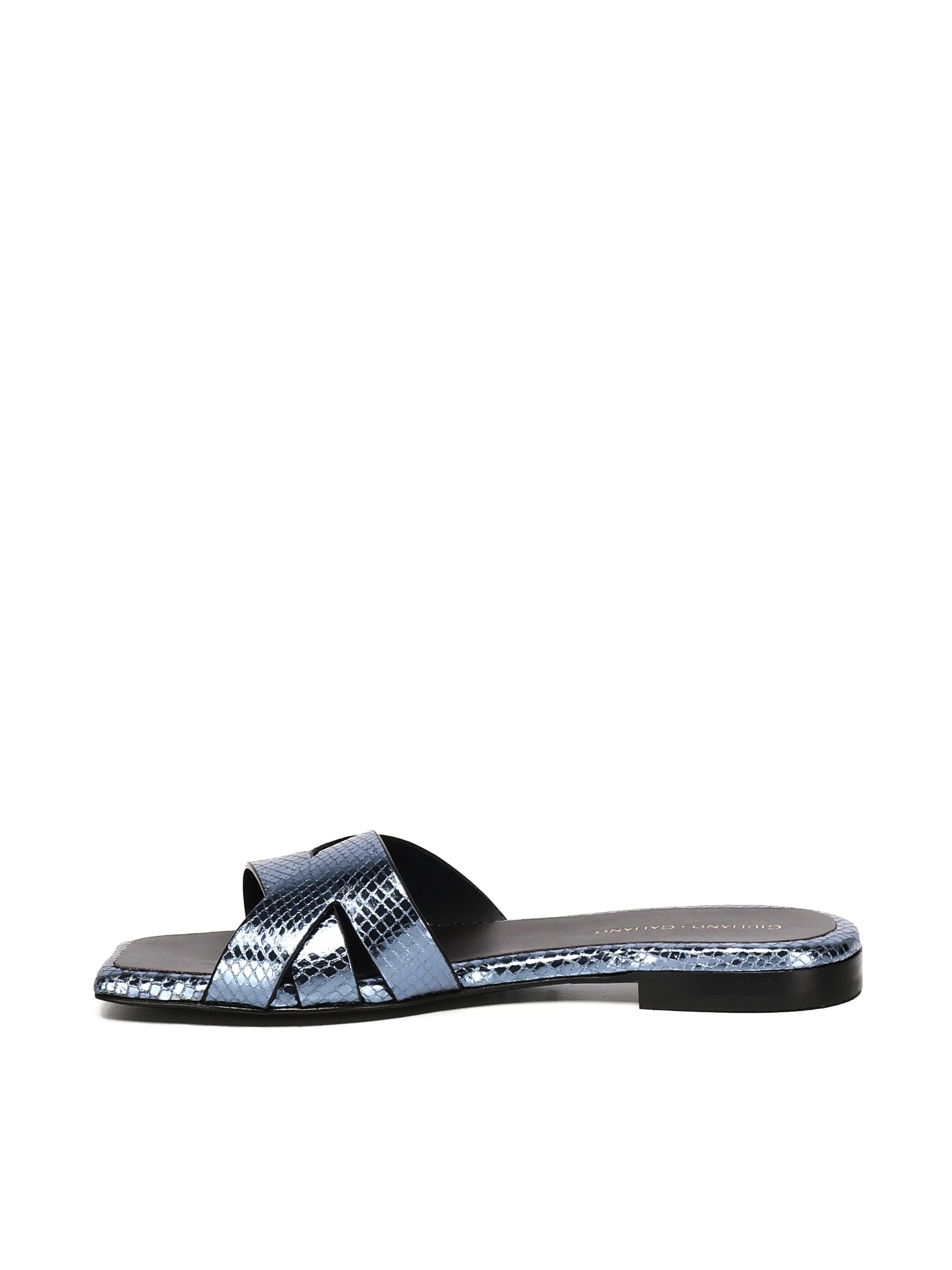 Sandali piatti Miryam<BR/> MIRYAM RETTILE JEANS GIULIANO GALIANO