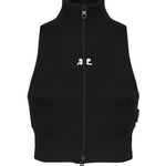 Gilet a coste con logo a contrasto di colore frontale 124JVE072JS0091 -9999 COURREGES