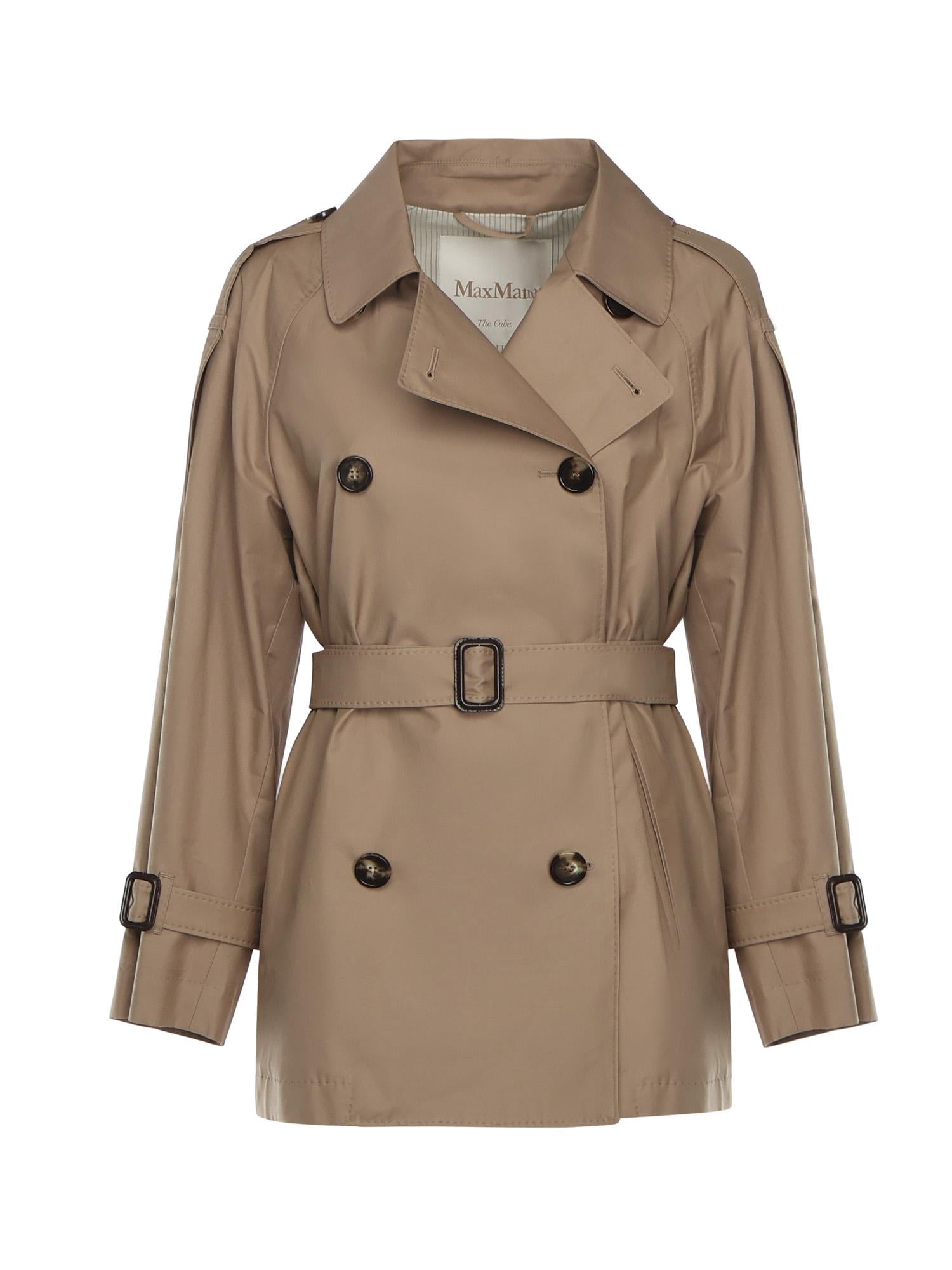 Trench corto doppiopetto in twill di cotone 2529026044600 001 MAX MARA THE CUBE