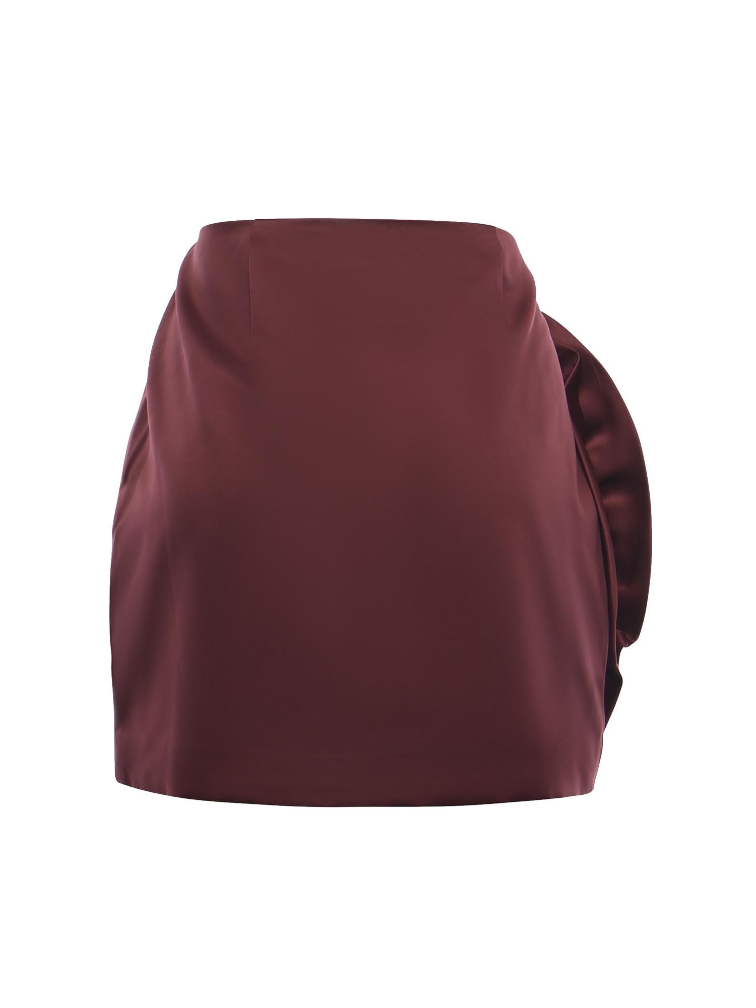 Minigonna in raso con fiore 114820 2734 ROTATE