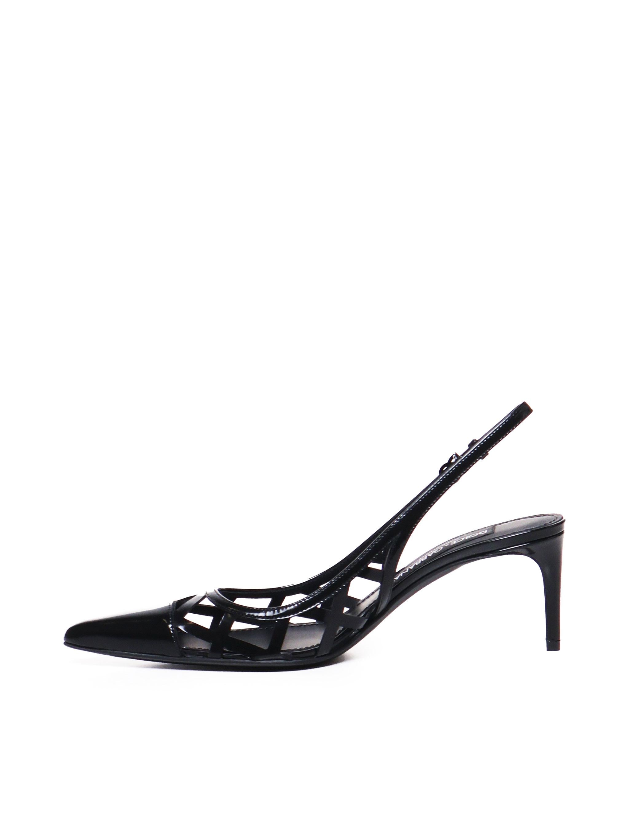 Slingback in pelle di vitello lucida CG0778 A103780999 DOLCE & GABBANA