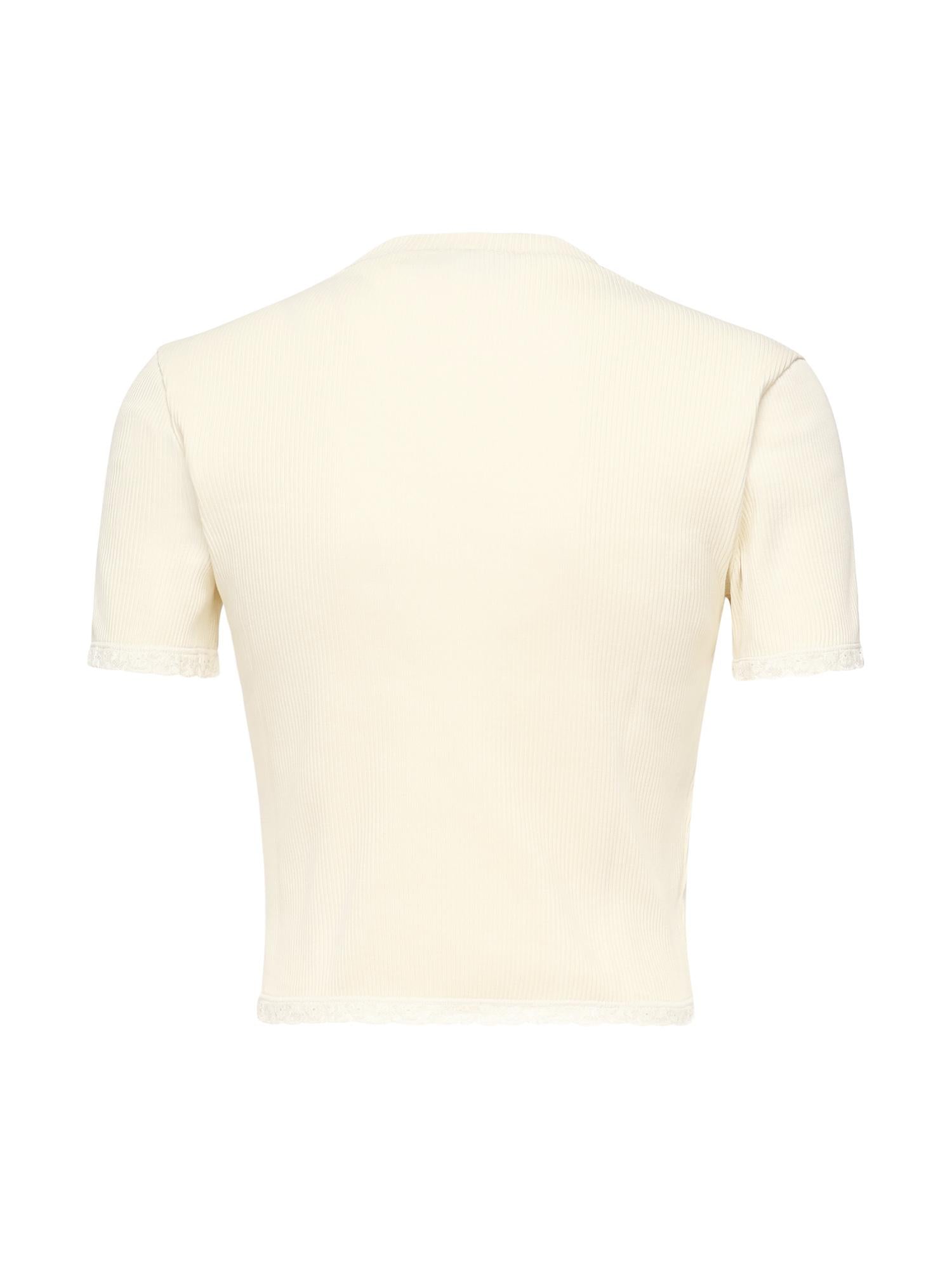 T-shirt cropped con logo MJN580 17Z9F0304 MIU MIU
