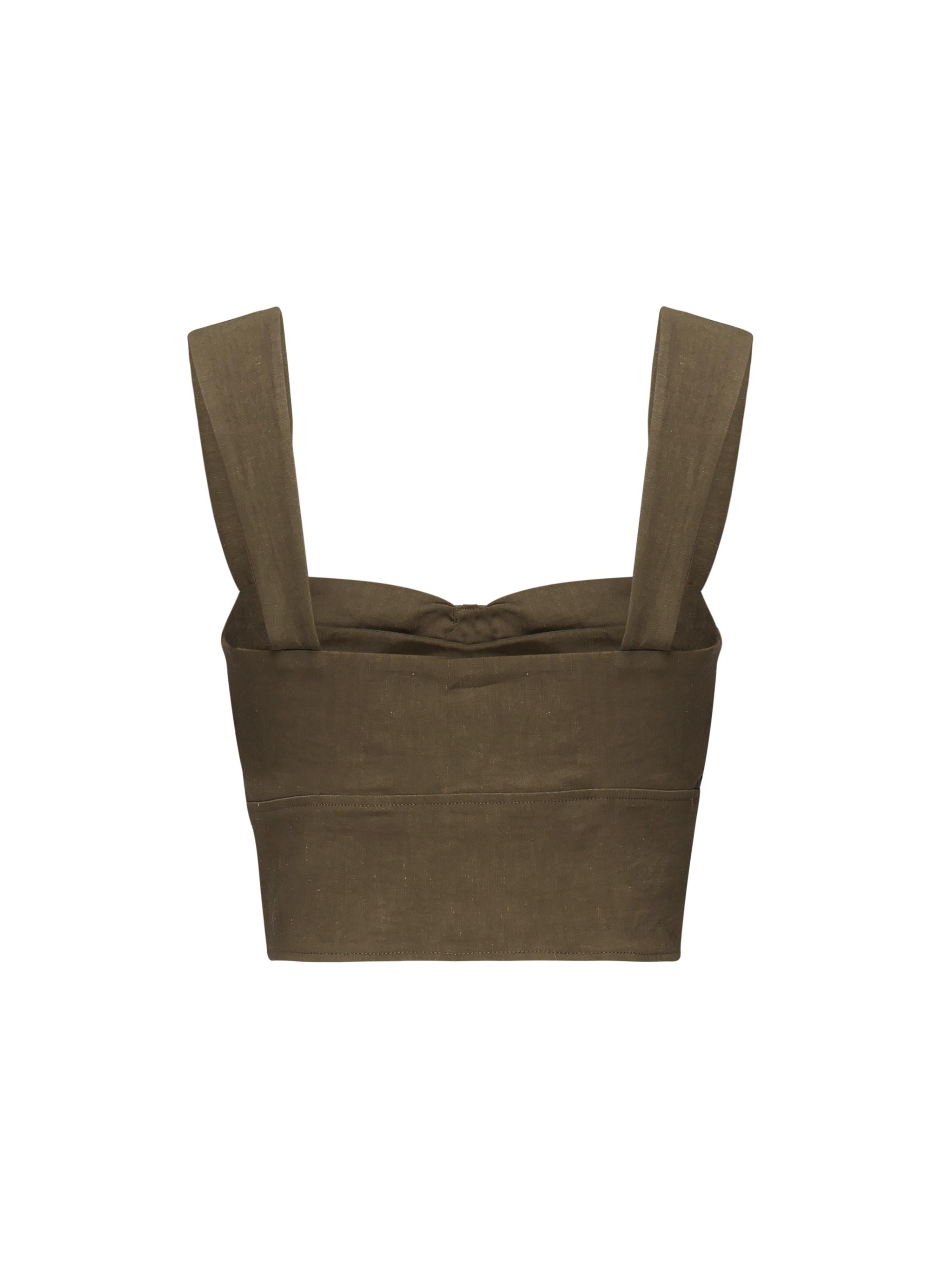 Crop top in lino con bottoni 104885 A0IMX26 PINKO