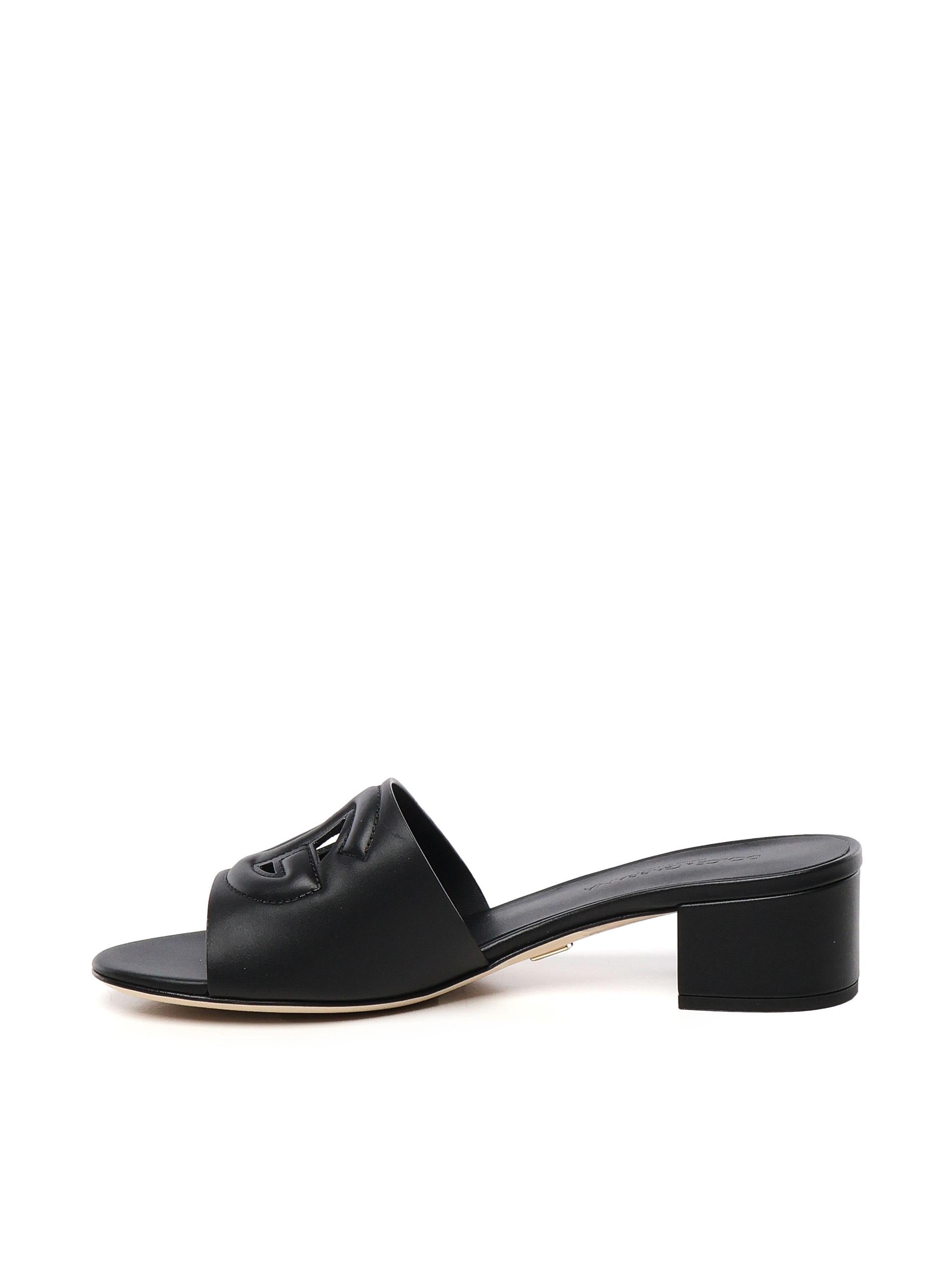 Slide in pelle di vitello e logo DG CR1755 AY32980999 DOLCE & GABBANA