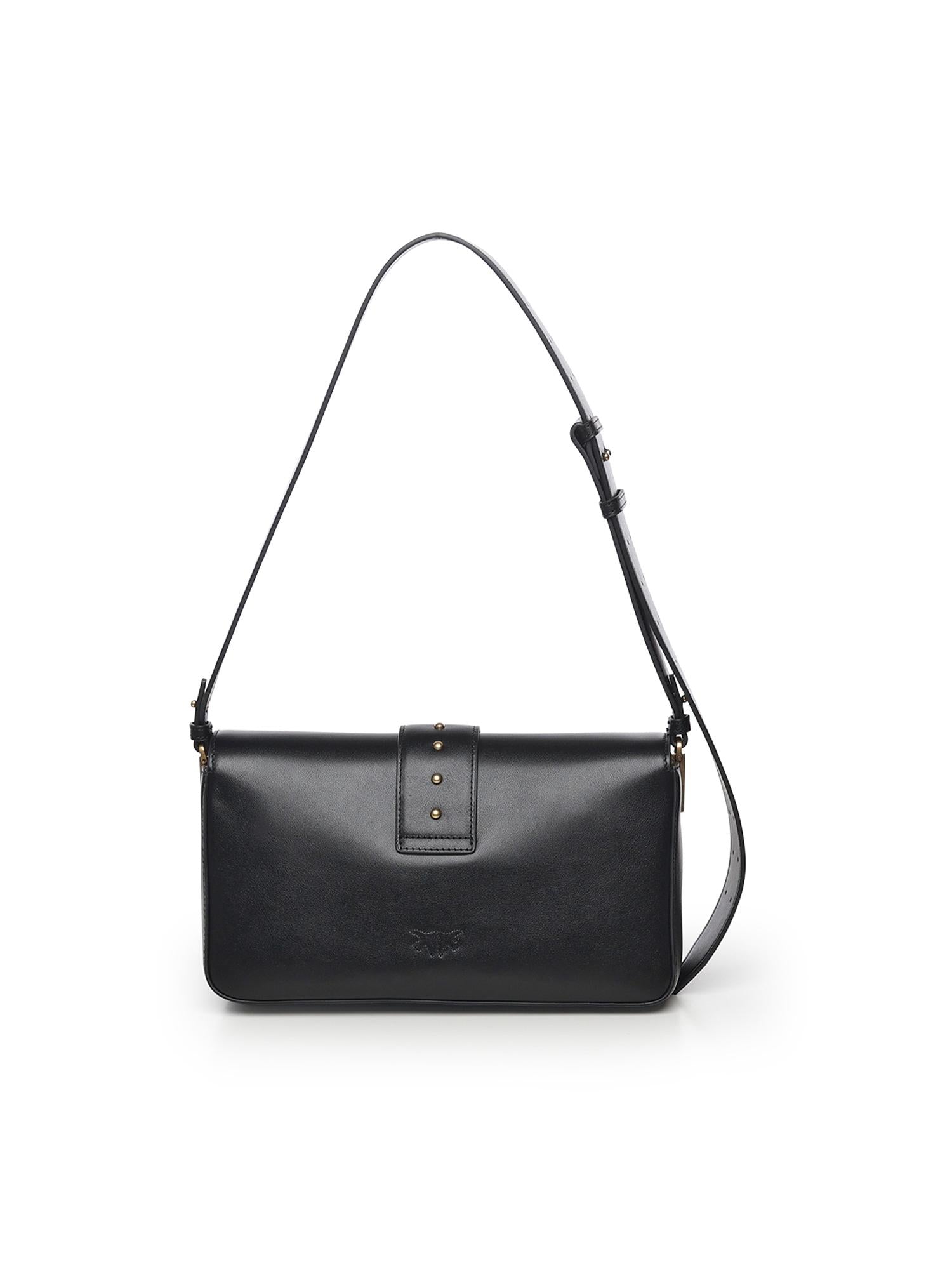 BORSA A SPALLA IN PELLE CON LOGO 104524 A0QOZ99Q PINKO