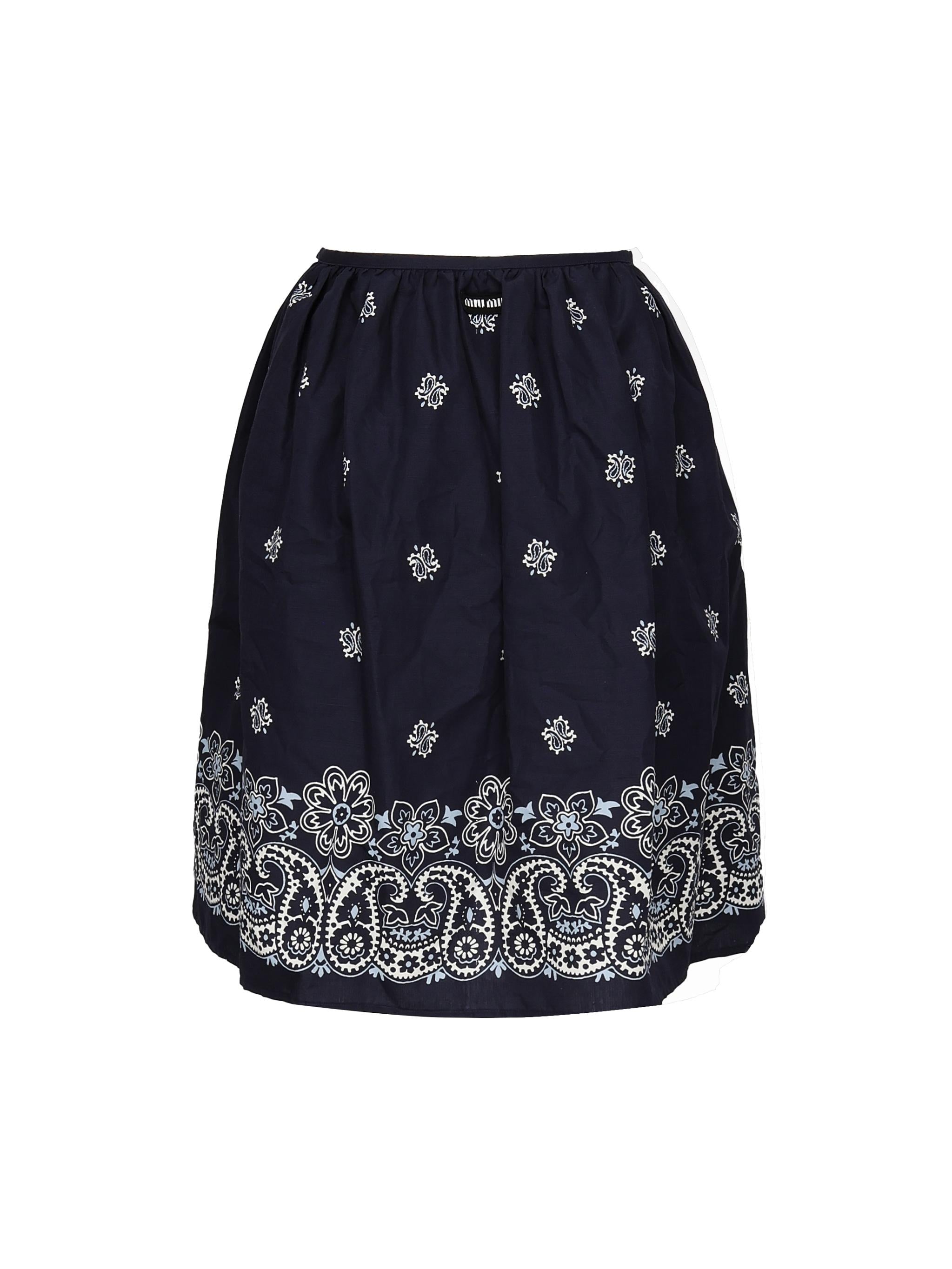 Gonna in popeline fiammato con stampa<BR/> MG2425 17X0F022X MIU MIU