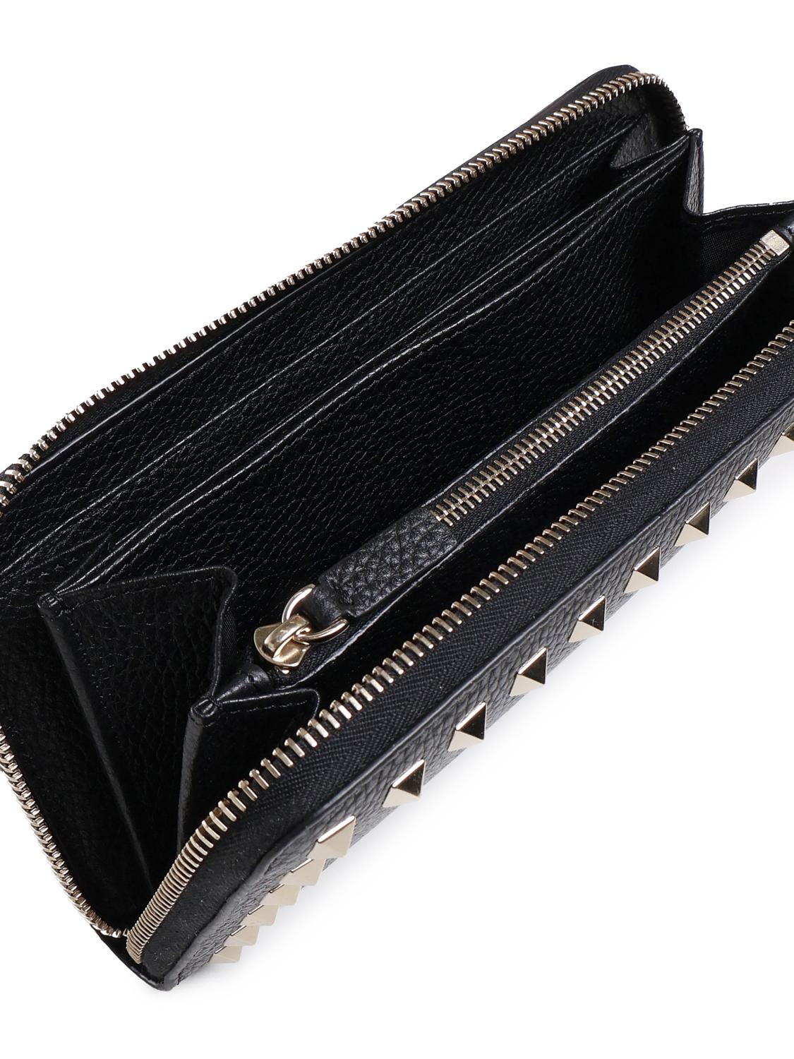 Portafoglio con zip Rockstud 7W2P0645 VSH0NO VALENTINO GARAVANI