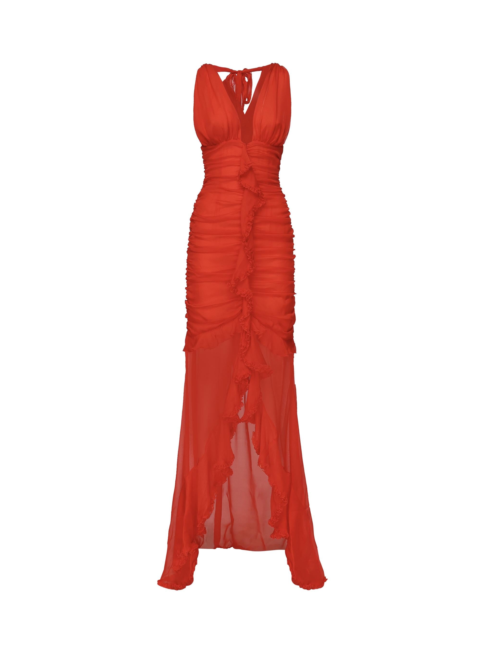 Abito Kayta in seta CD3697 RED FOR LOVE & LEMONS