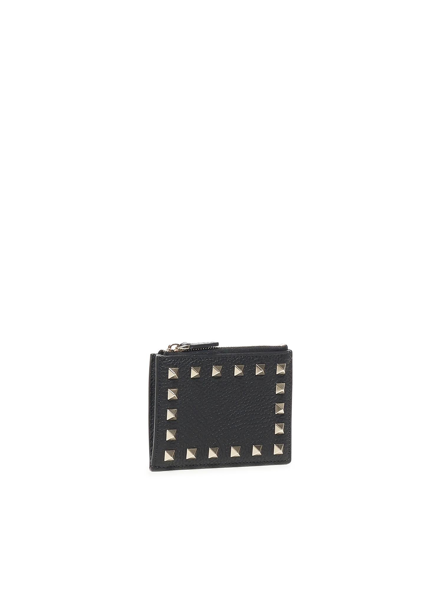 Portacarte Rockstud in vitello granato 7W2P0AI8 VSH0NO VALENTINO GARAVANI