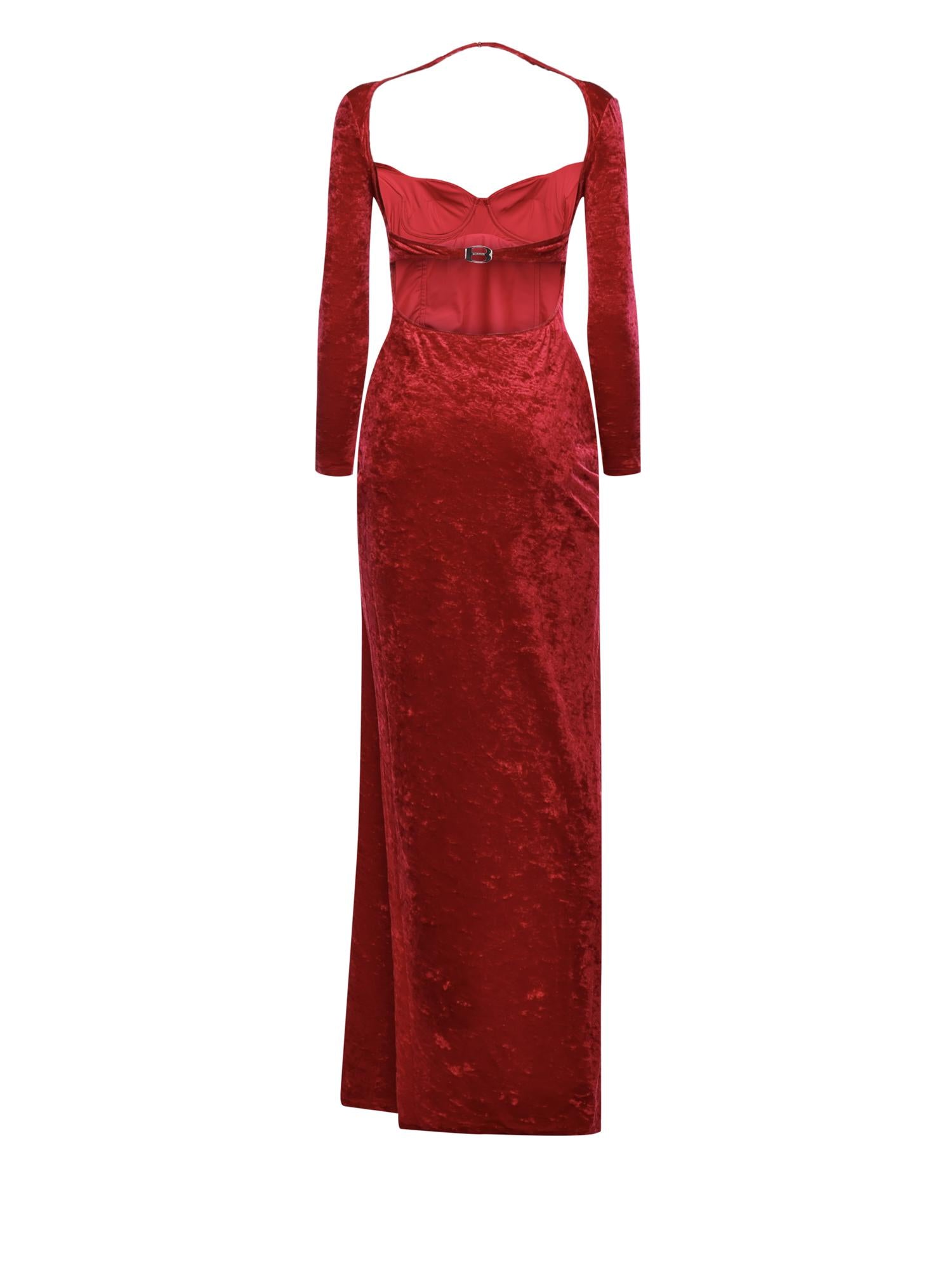 Abito maxi drappeggiato in jersey di velluto 850642 TCV146105 BALENCIAGA