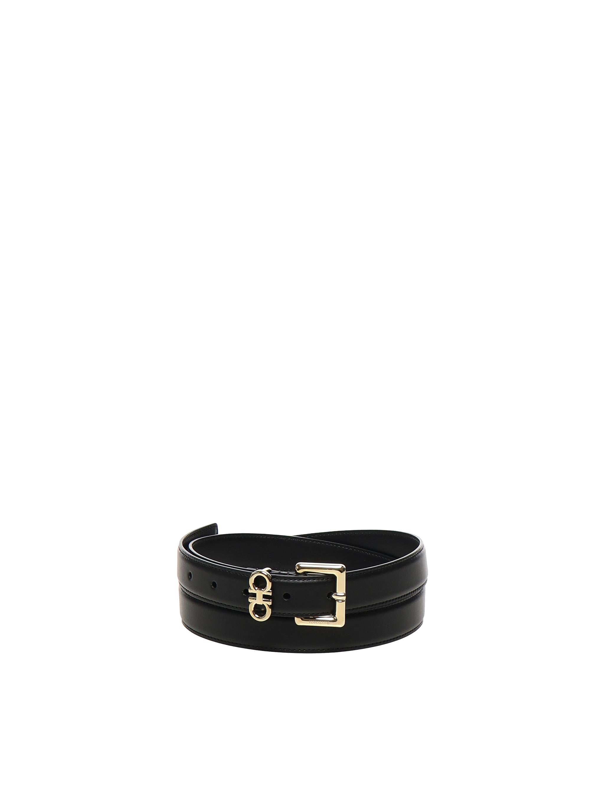 Cintura fissa con doppio Gancini 230346 780415001 FERRAGAMO