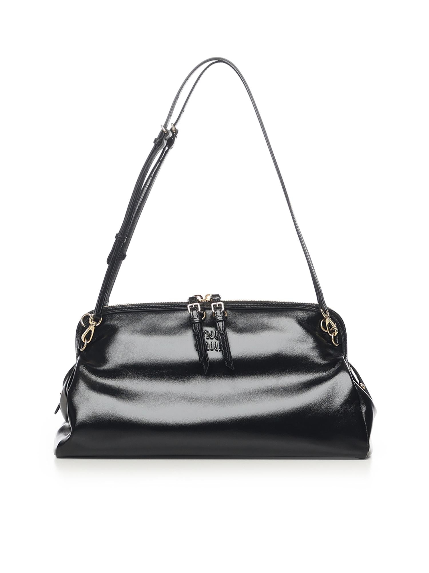 Pochette in pelle con logo 5BF129 2IEOF0002 MIU MIU