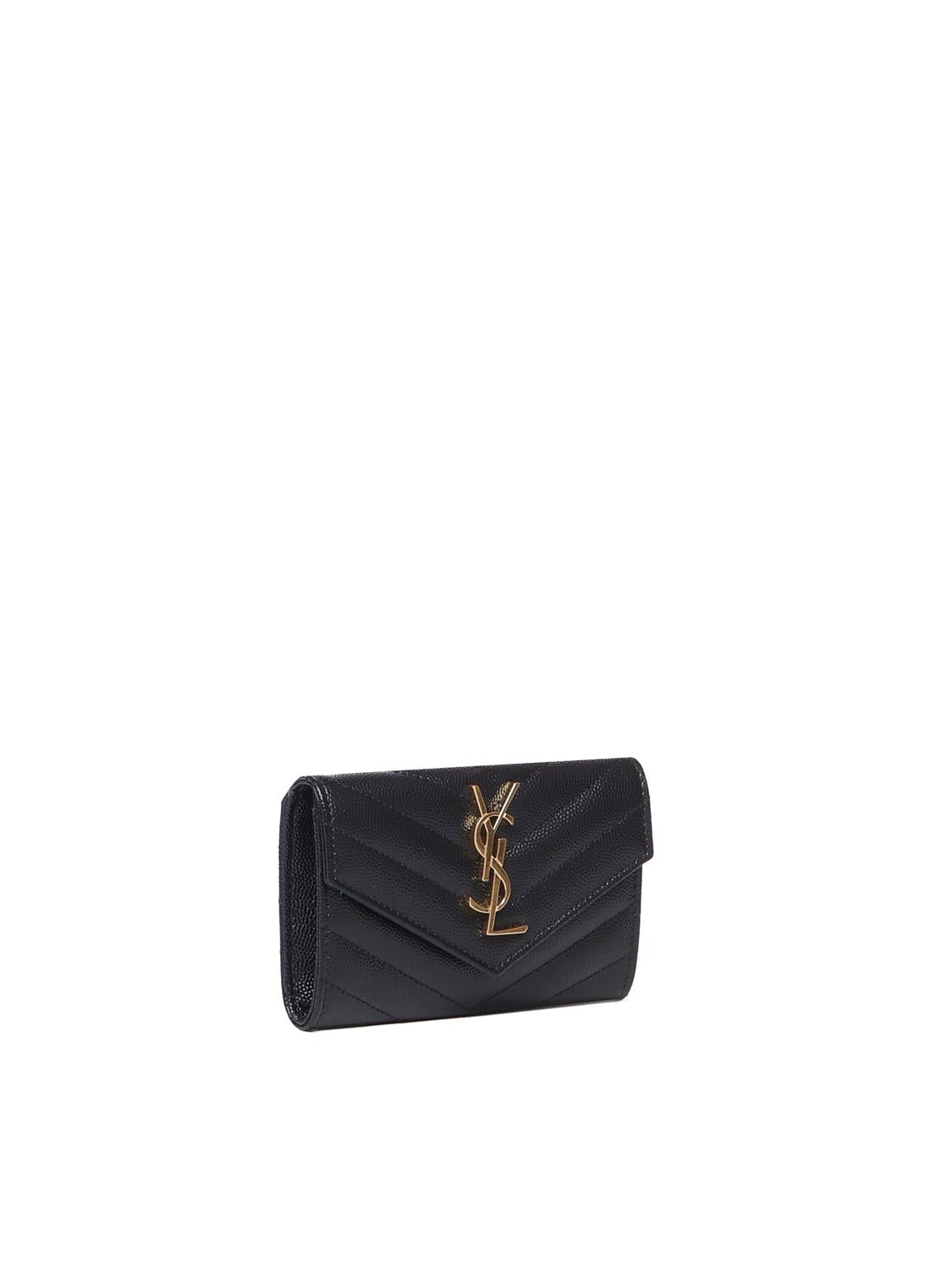 Portafogli envelope in grain de poudre 414404 BOW011000 SAINT LAURENT