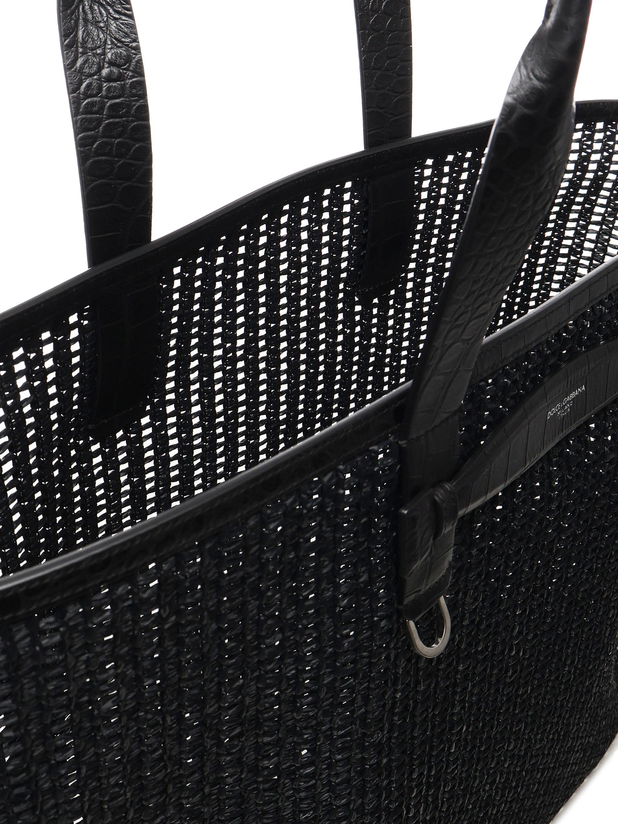 Borsa tote in rafia e pelle<BR/> BM2453 A9O948B956 DOLCE & GABBANA