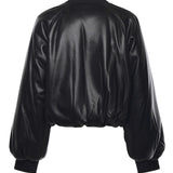 Bomber cropped effetto pelle 105372 A2P4Z99 PINKO
