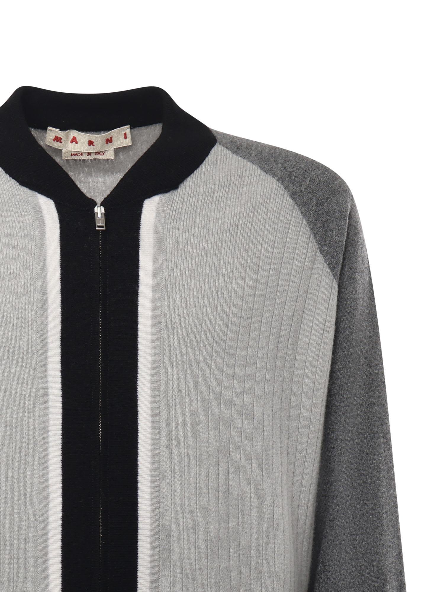 Cardigan in lana con collo bomber CDMG0165Q0 UFH55100N15 MARNI