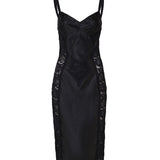 Abito longuette corsetteria in raso e pizzo F6JKZT GDCL9N0000 DOLCE & GABBANA