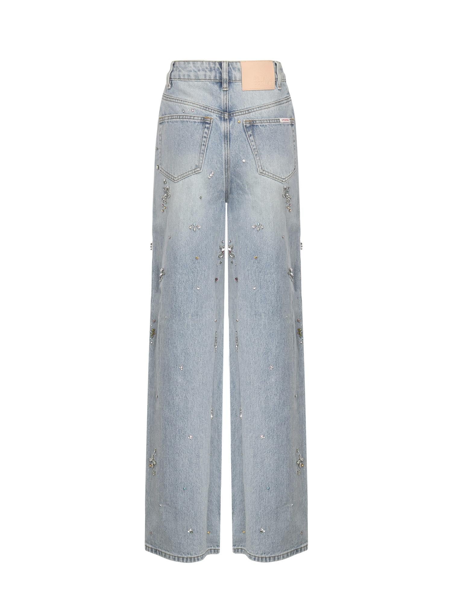 Jeans con fiori di strass AW25828PA BL SELF-PORTRAIT