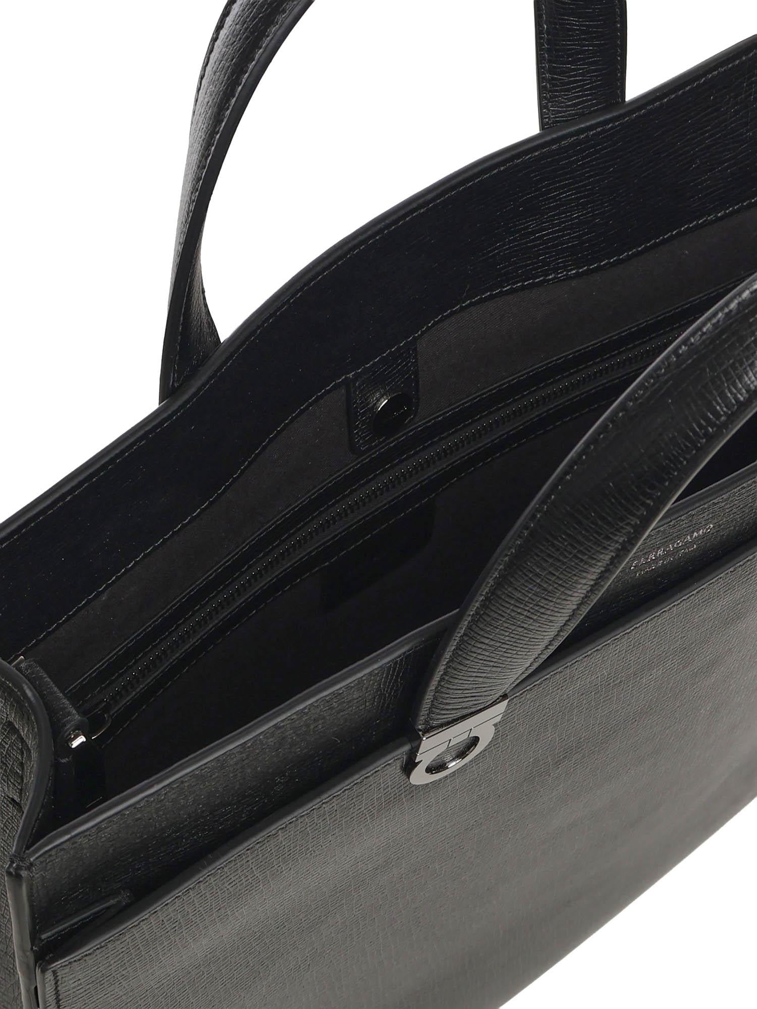 Borsa da lavoro in pelle con doppio manico 241811 786556001 FERRAGAMO