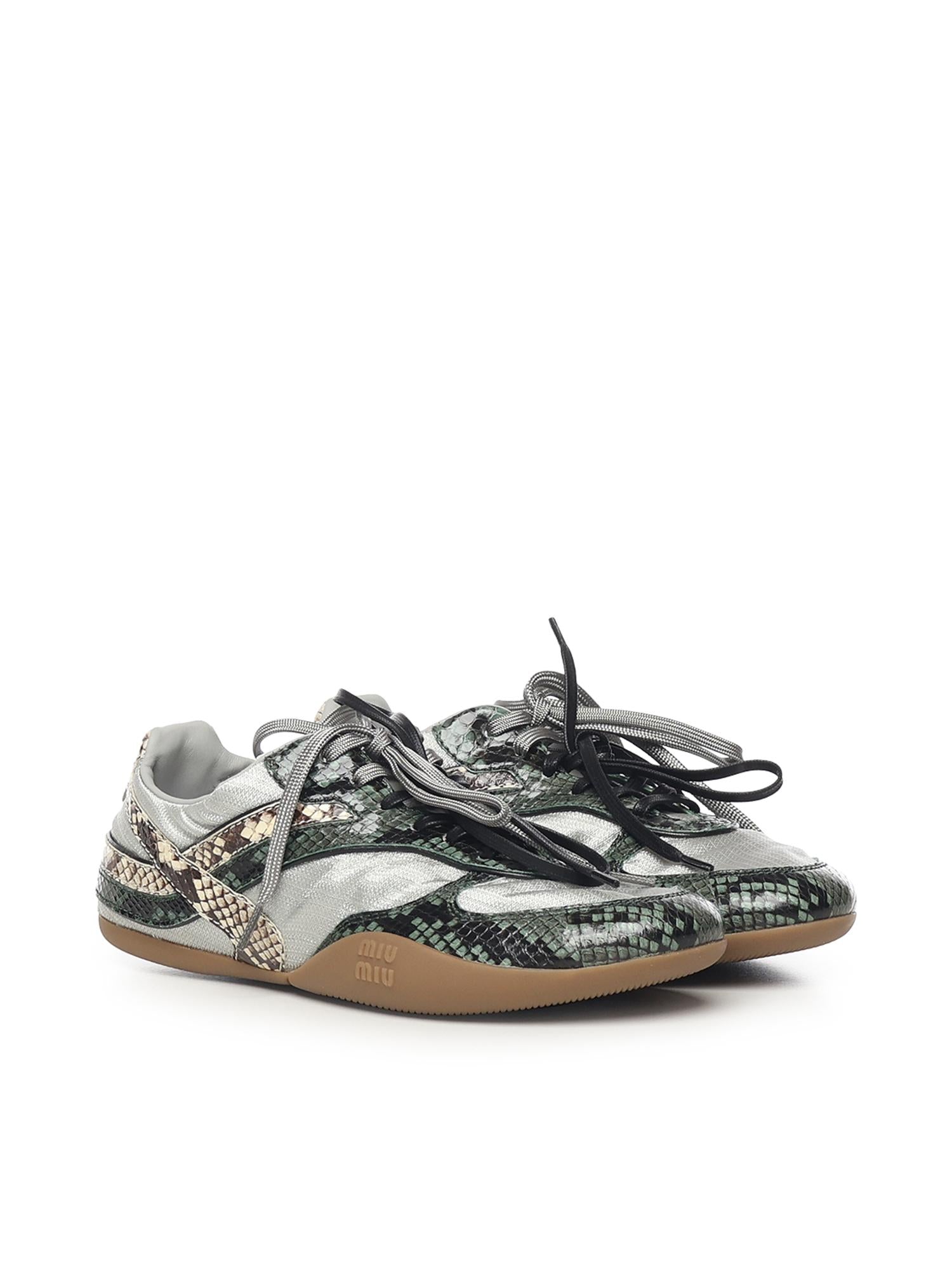 Sneakers Gymnasium in tessuto tecnico e Ayers stampa pitone 5E428E 3ZL4F04UJ MIU MIU
