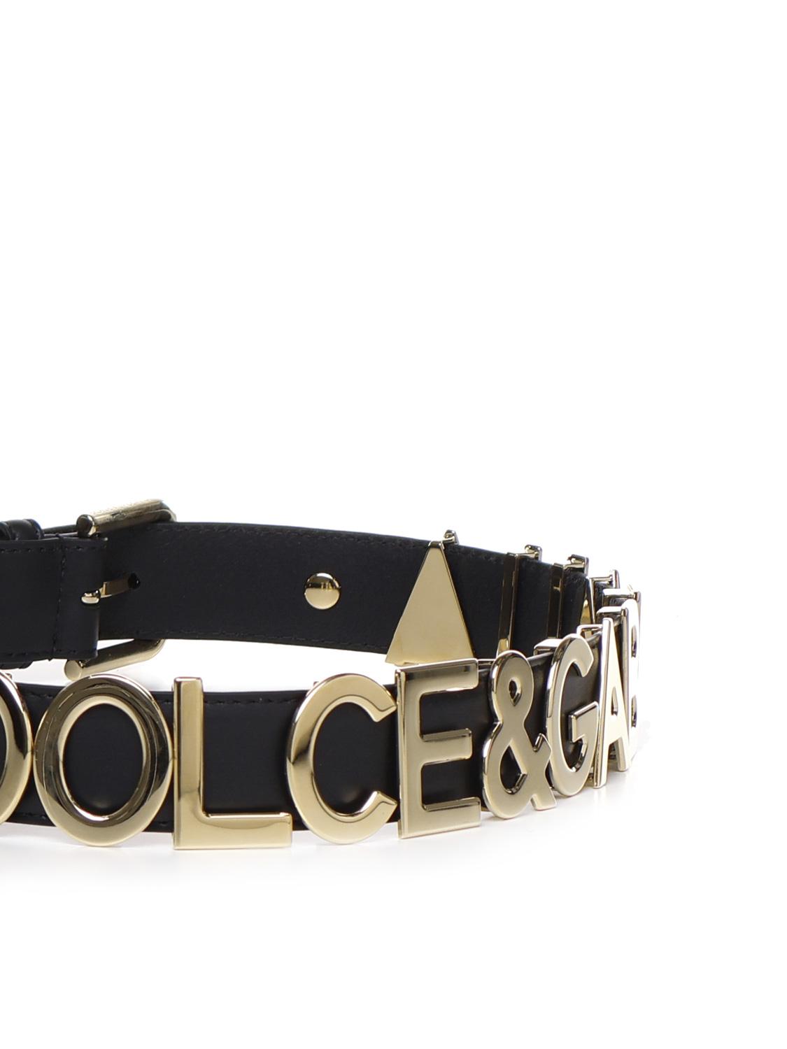 Cintura in pelle di vitello con lettering BE1521 AM6818S070 DOLCE & GABBANA