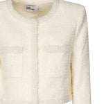 Giacca in bouclé crema con bordo di perle RS25164J C SELF-PORTRAIT