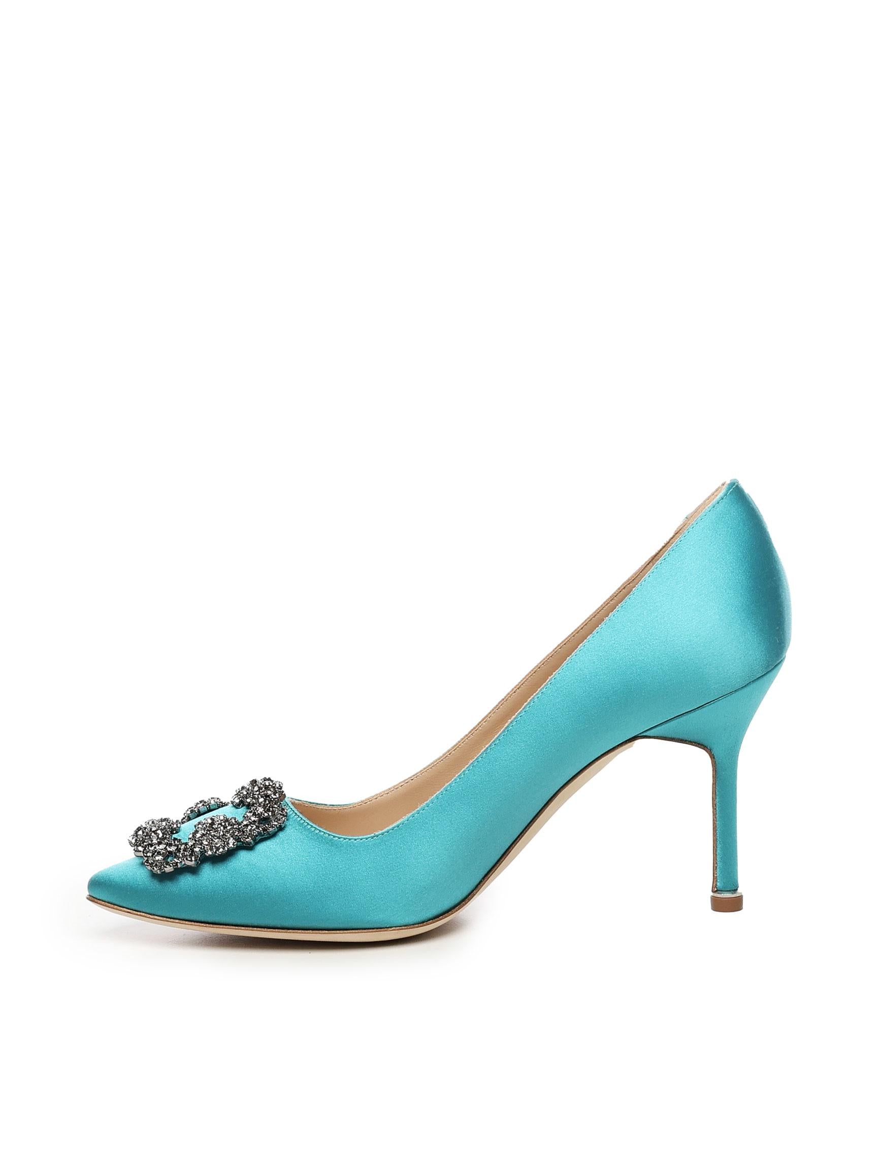 Décolleté Hangisi con fibbia gioiello in raso 9XX0663 4444 MANOLO BLAHNIK